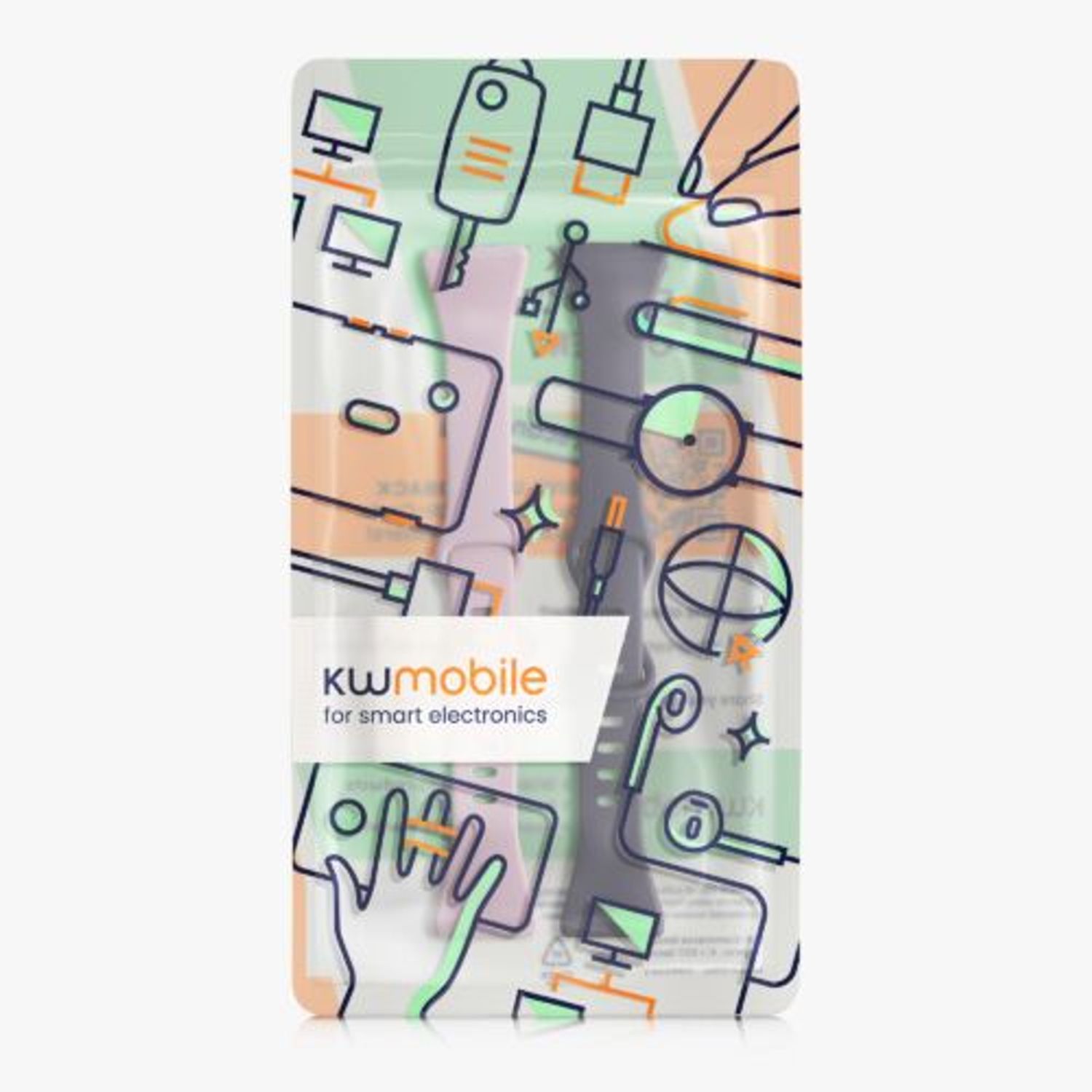 Set 2 curele pentru Fitbit Versa 4/Sense 2, Kwmobile, Albastru/Mov, Silicon, 58873.02 fotografia produsului View 8 L