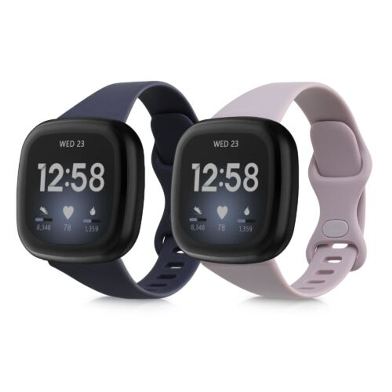 Set 2 curele pentru Fitbit Versa 4/Sense 2, Kwmobile, Albastru/Mov, Silicon, 58873.02 fotografia produsului