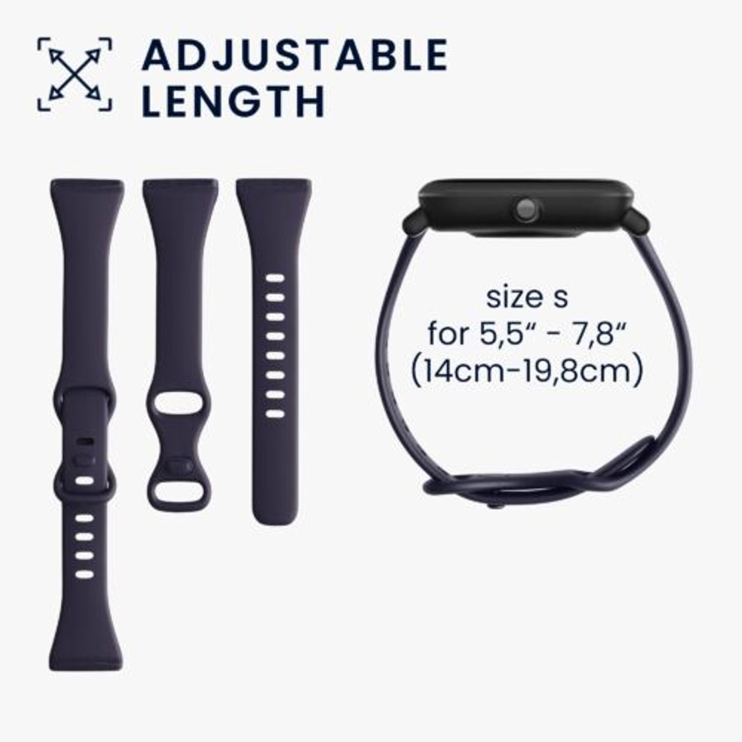 Set 2 curele pentru Fitbit Versa 4/Sense 2, Kwmobile, Albastru/Mov, Silicon, 58873.02 fotografia produsului View 7 L