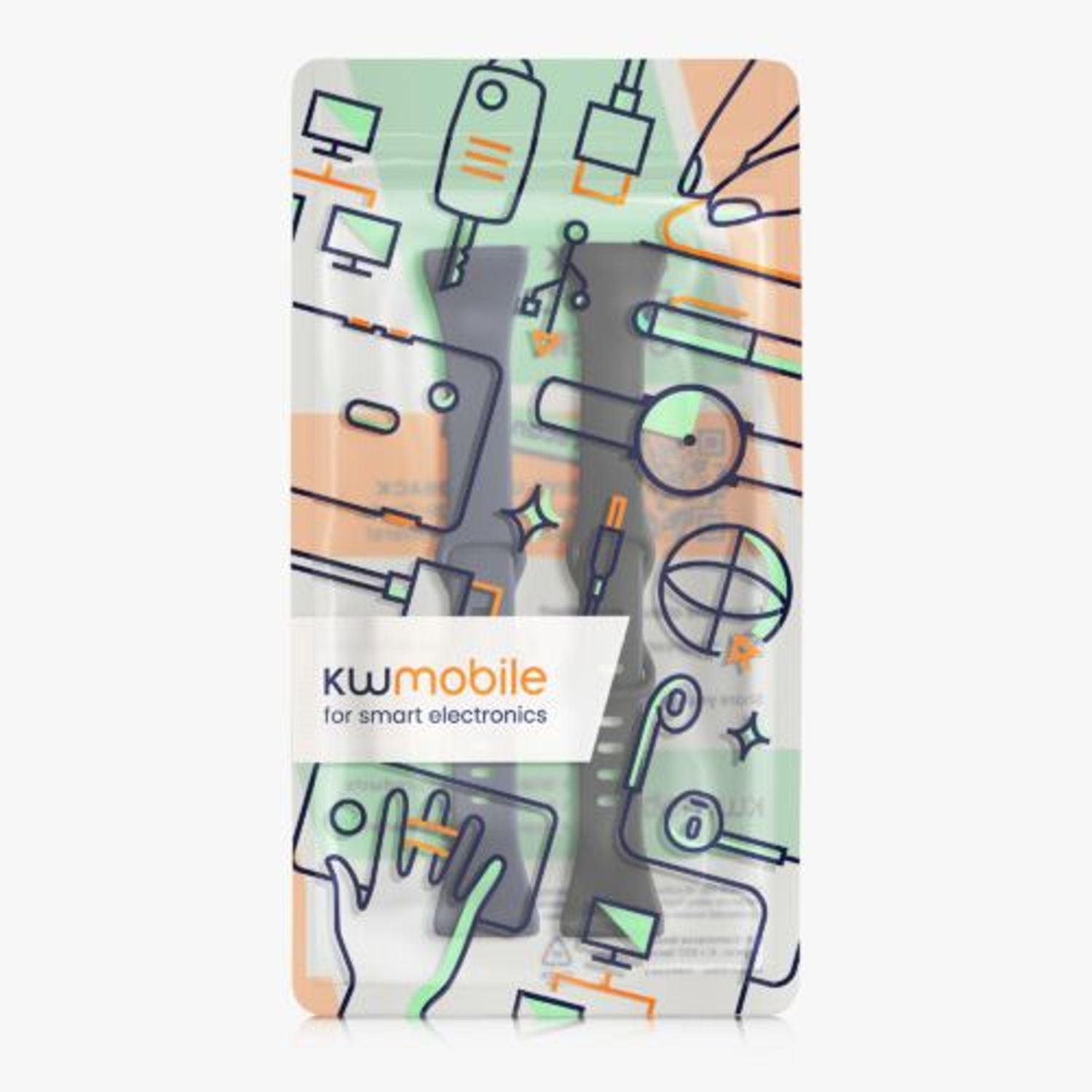 Set 2 curele pentru Fitbit Versa 4/Sense 2, Kwmobile, Negru/Albastru, Silicon, 58873.01 fotografia produsului View 8 L