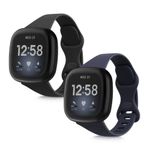 Set 2 curele pentru Fitbit Versa 4/Sense 2, Kwmobile, Negru/Albastru, Silicon, 58873.01 fotografia produsului View 2 S