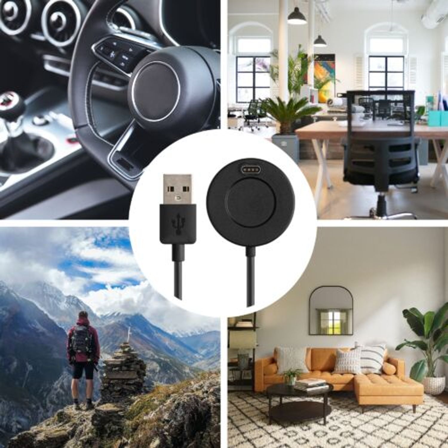 Cablu de incarcare USB pentru Garmin Epix 2, Kwmobile, Negru, Plastic, 59307.01 fotografia produsului View 7 L