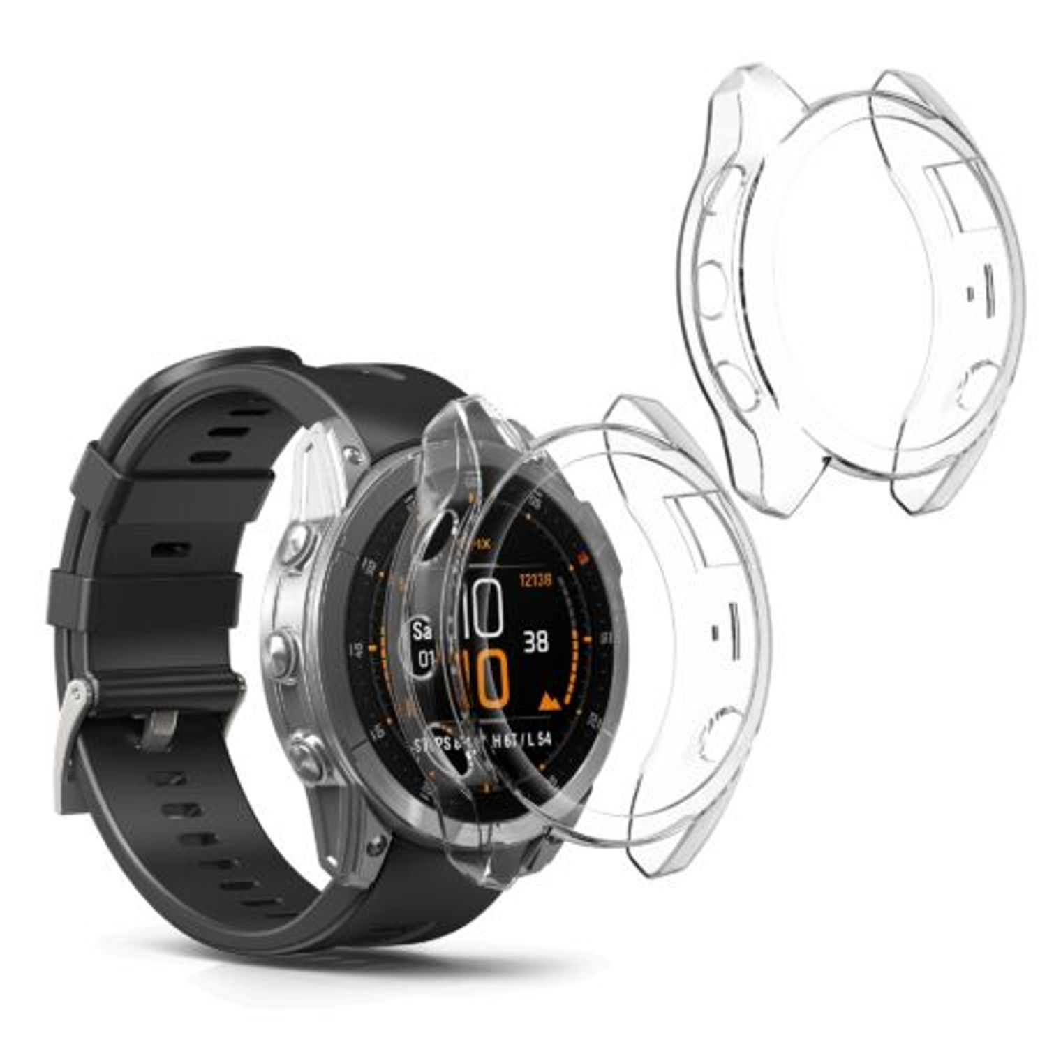 Set 2 huse pentru Garmin Epix 2, Kwmobile, Transparent, Silicon, 58347.01 fotografia produsului