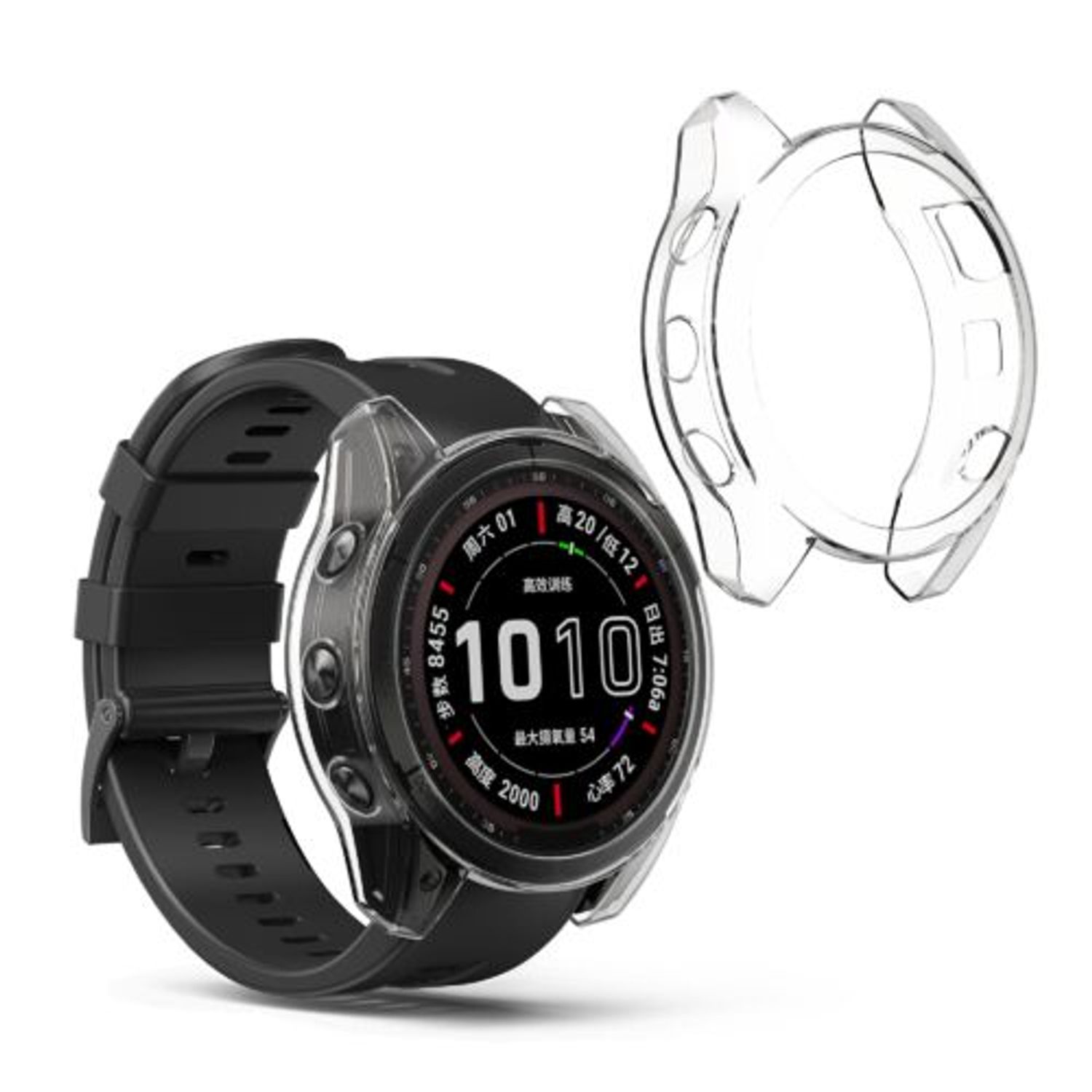 Set 2 huse pentru Garmin Fenix 7X, Kwmobile, Transparent, Silicon, 58353.01 fotografia produsului View 2 L