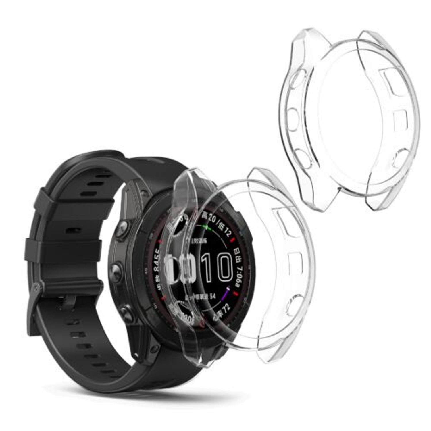 Set 2 huse pentru Garmin Fenix 7X, Kwmobile, Transparent, Silicon, 58353.01 fotografia produsului