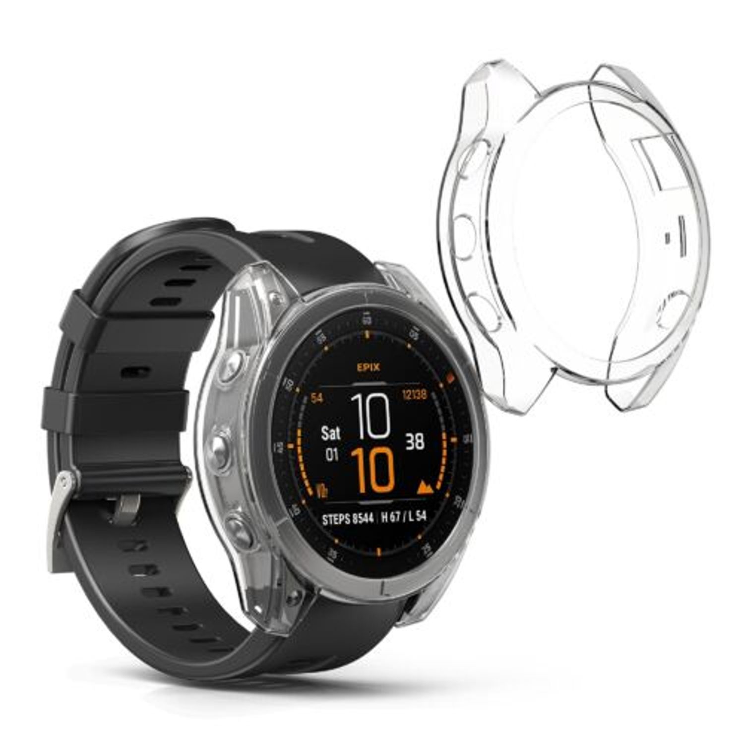 Set 2 huse pentru Garmin Epix 2, Kwmobile, Transparent, Silicon, 58347.01 fotografia produsului View 2 L