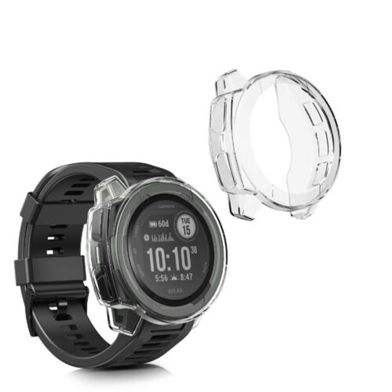 Set 2 huse pentru Garmin Instinct 2, Kwmobile, Transparent, Silicon, 58348.01 fotografia produsului View 2 L