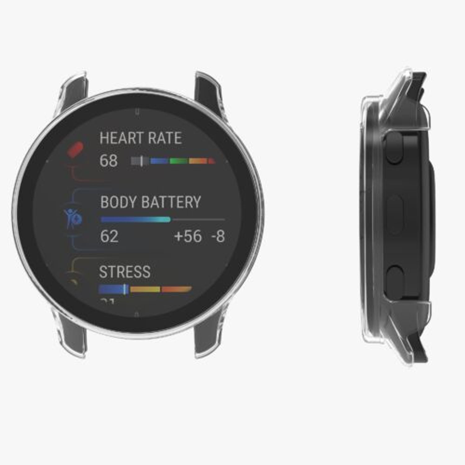 Set 2 huse pentru Garmin Venu 2 Plus, Kwmobile, Roz/Transparent, Plastic, 58452.02 fotografia produsului View 7 L