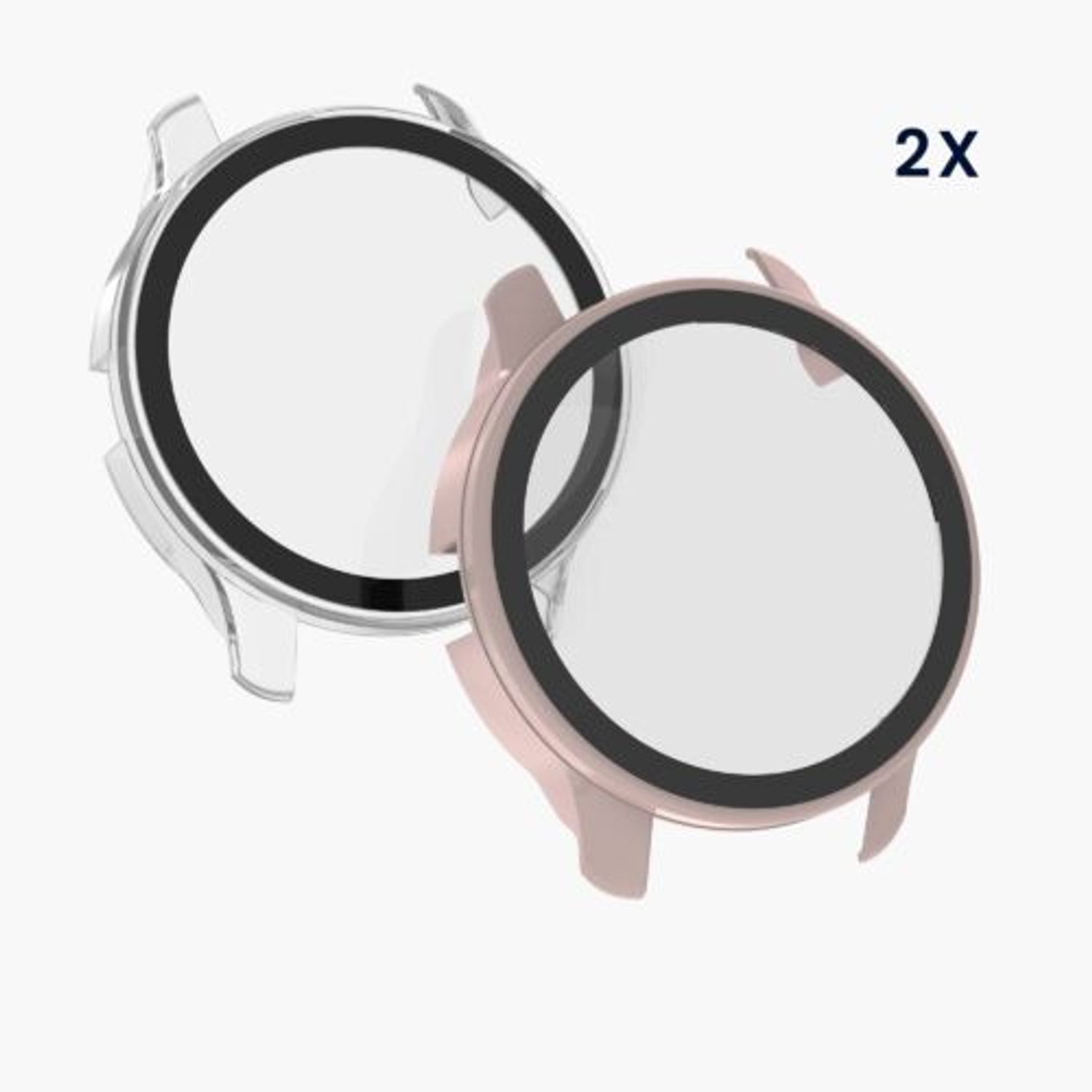 Set 2 huse pentru Garmin Venu 2 Plus, Kwmobile, Roz/Transparent, Plastic, 58452.02 fotografia produsului View 6 L