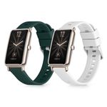 Set 2 curele pentru Huawei Watch Fit Mini, Kwmobile, Alb/Verde, Silicon, 57107.06 fotografia produsului