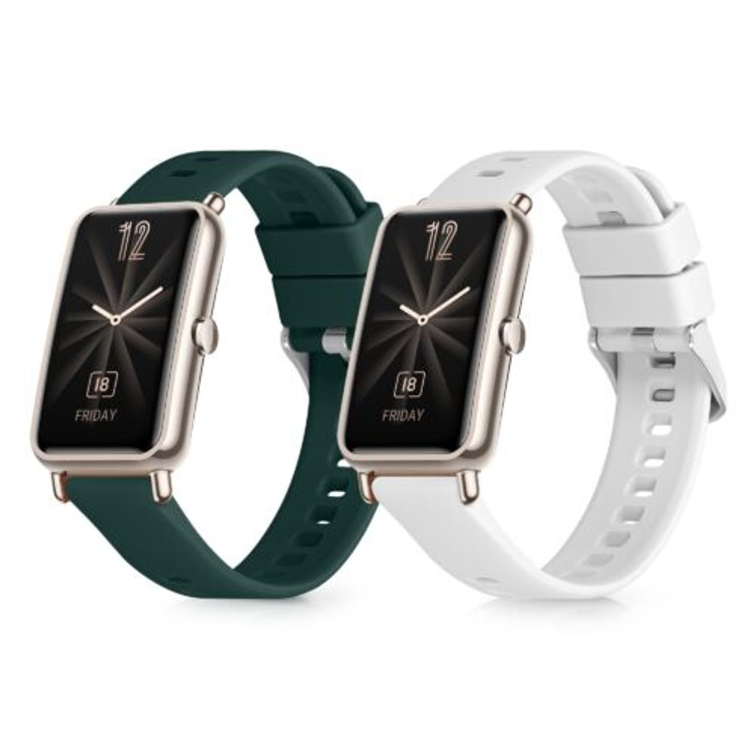 Set 2 curele pentru Huawei Watch Fit Mini, Kwmobile, Alb/Verde, Silicon, 57107.06 fotografia produsului