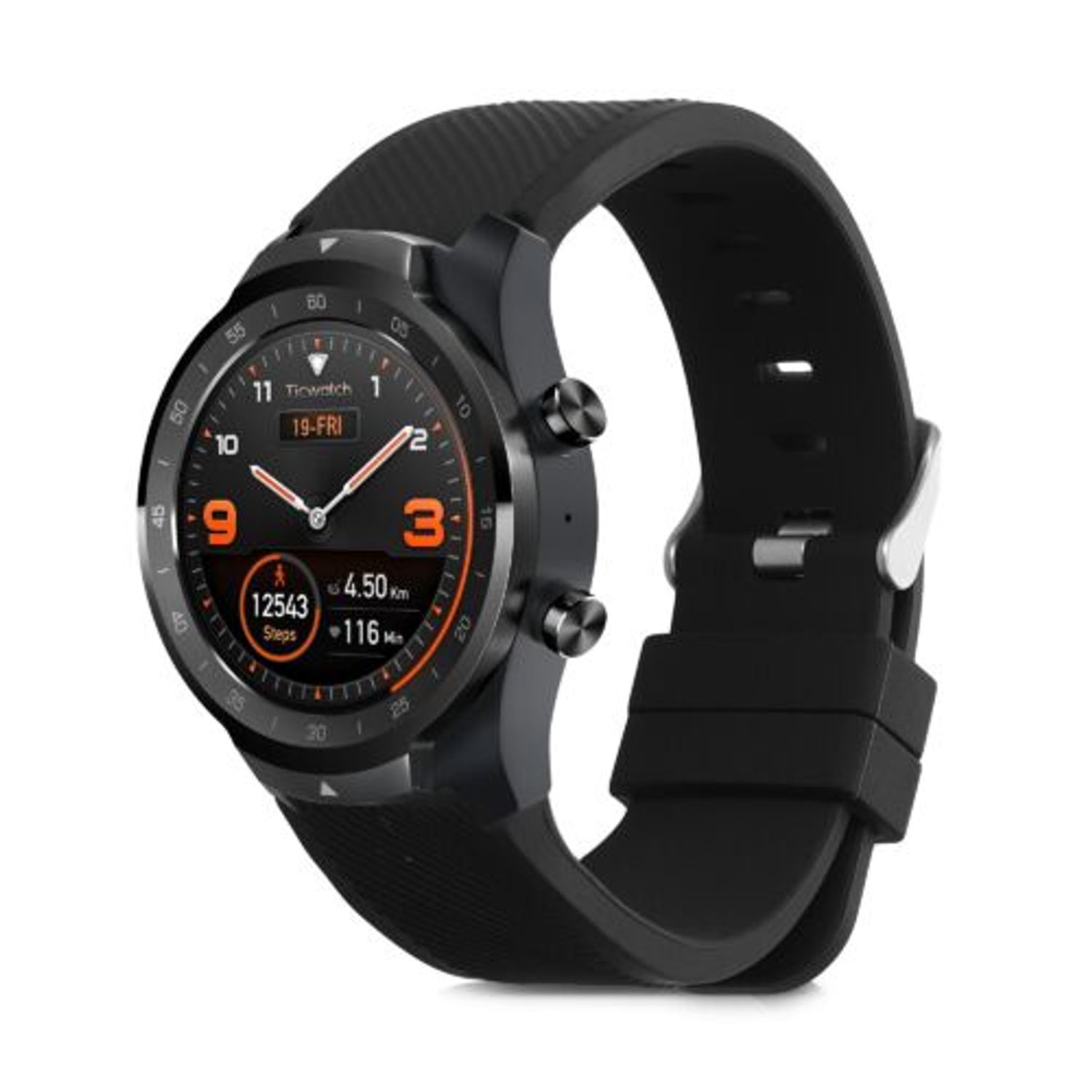 Curea pentru TicWatch Pro, Kwmobile, Negru, Silicon, 46402.01 fotografia produsului