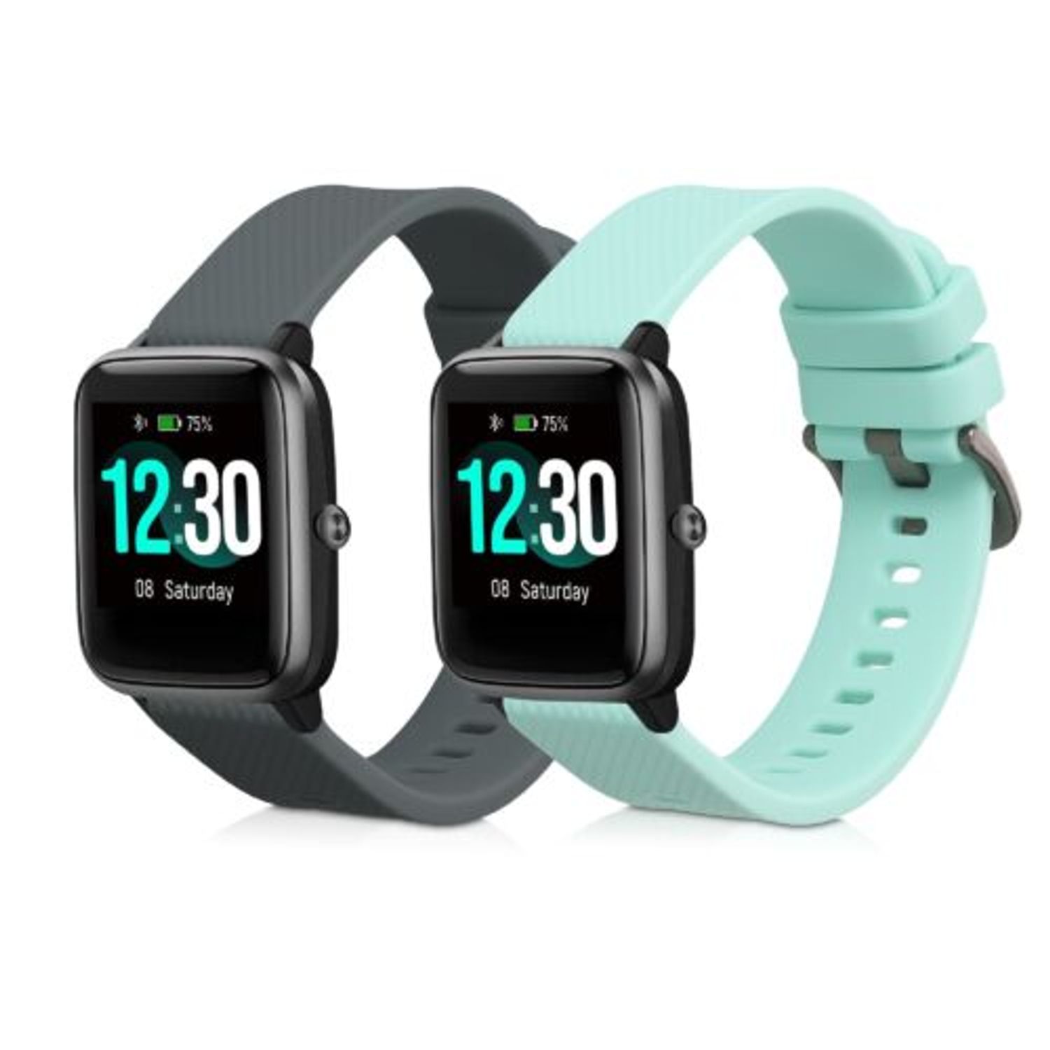 Set 2 curele pentru Willful Smartwatch/Fitnesstracker, Kwmobile, Gri/Verde, Silicon, 57791.02 fotografia produsului