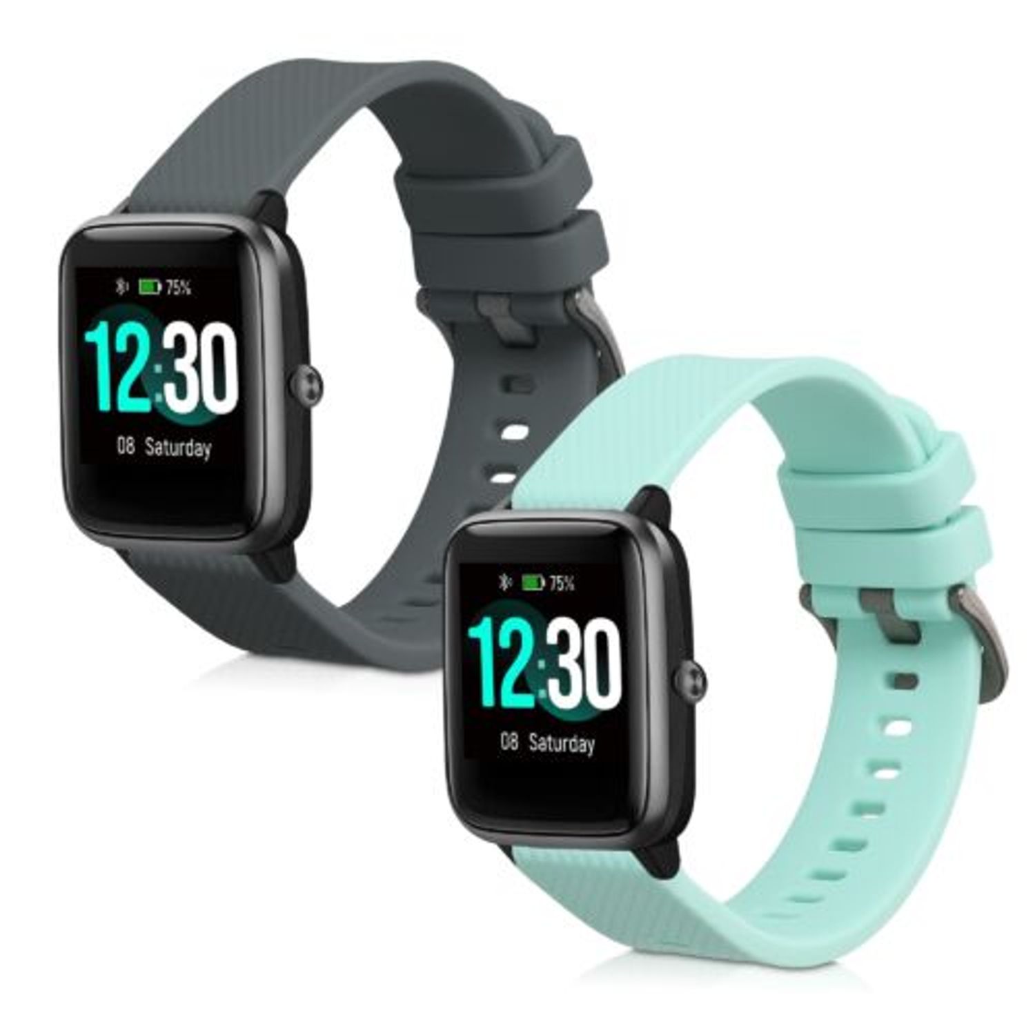 Set 2 curele pentru Willful Smartwatch/Fitnesstracker, Kwmobile, Gri/Verde, Silicon, 57791.02 fotografia produsului View 2 L