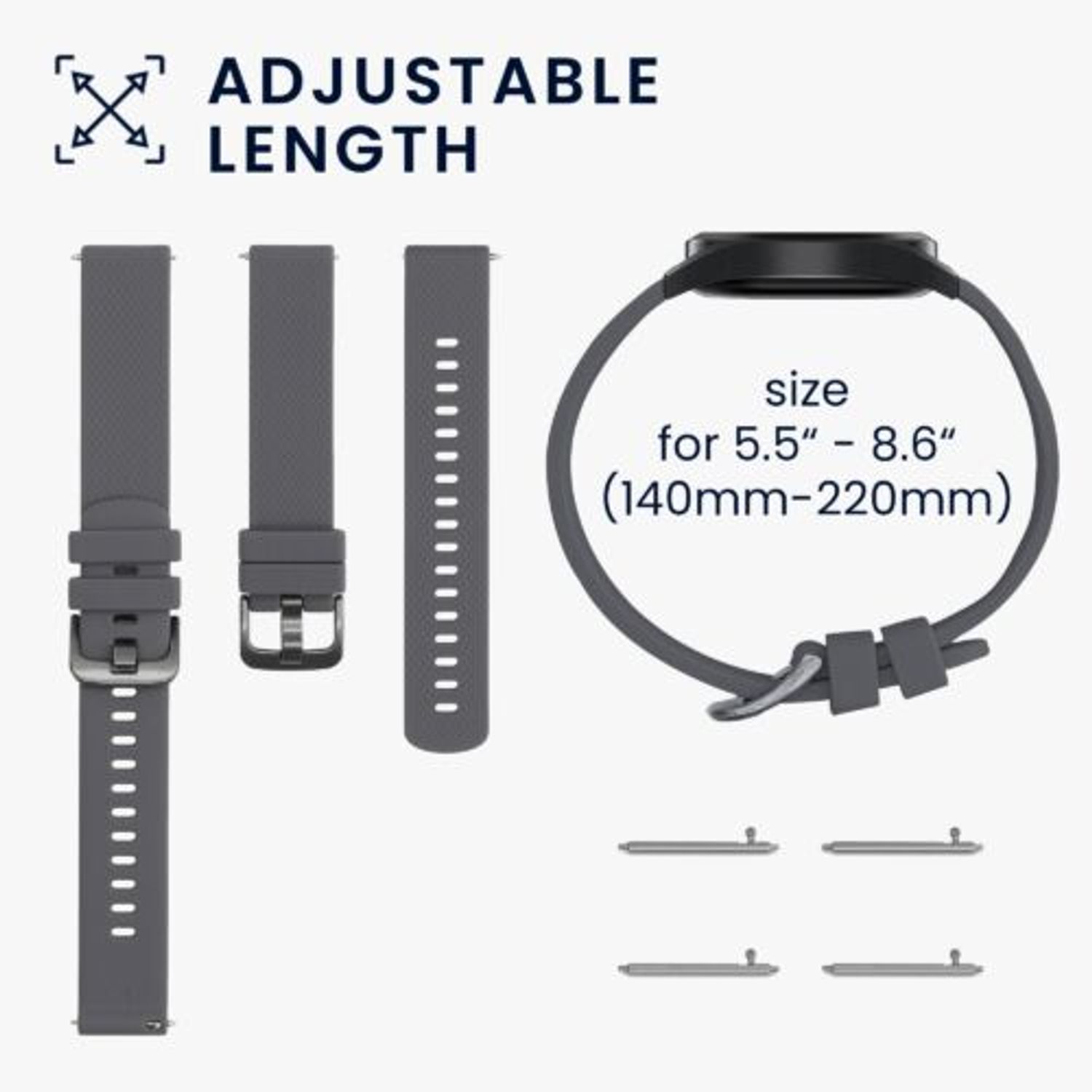 Set 2 curele pentru Willful Smartwatch/Fitnesstracker, Kwmobile, Gri/Verde, Silicon, 57791.02 fotografia produsului View 11 L
