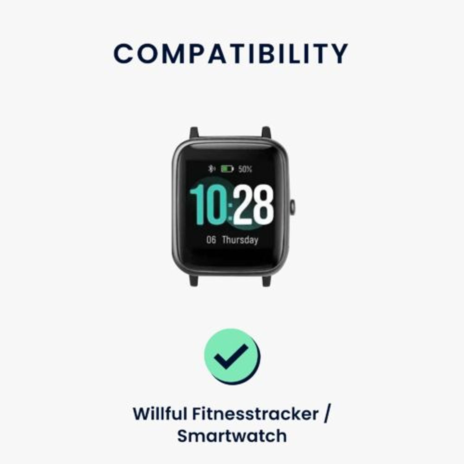 Set 2 curele pentru Willful Smartwatch/Fitnesstracker, Kwmobile, Negru/Verde, Silicon, 56230.04 fotografia produsului View 6 L
