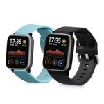 Set 2 curele pentru Willful Smartwatch/Fitnesstracker, Kwmobile, Negru/Verde, Silicon, 56230.04 fotografia produsului