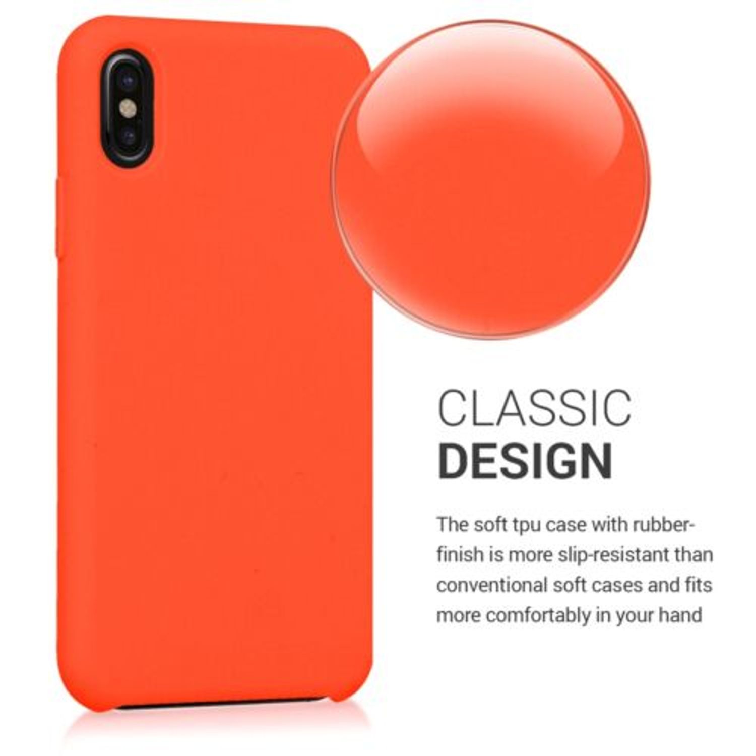 Husa pentru Apple iPhone X/iPhone XS, Silicon, Portocaliu, 42495.69 fotografia produsului View 4 L