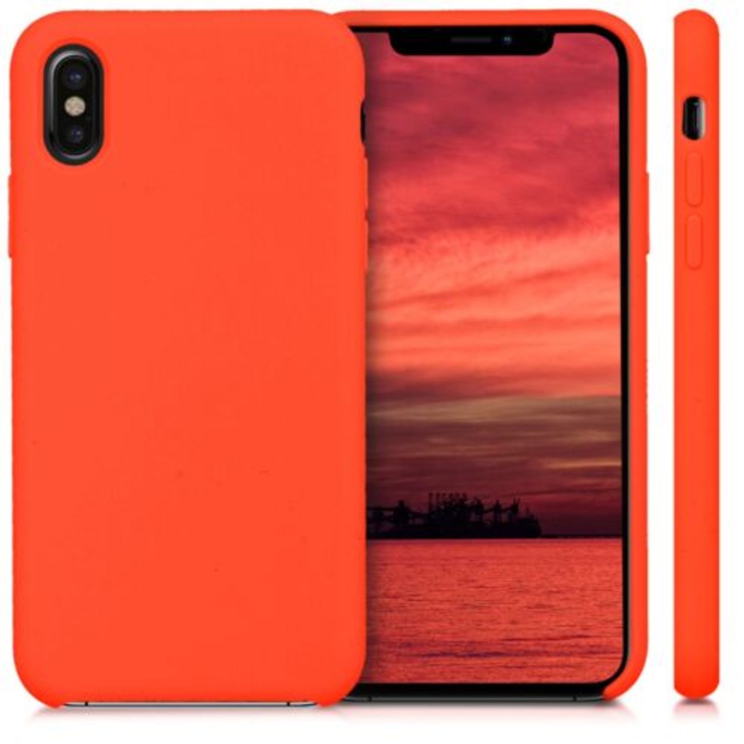 Husa pentru Apple iPhone X/iPhone XS, Silicon, Portocaliu, 42495.69 fotografia produsului View 2 L