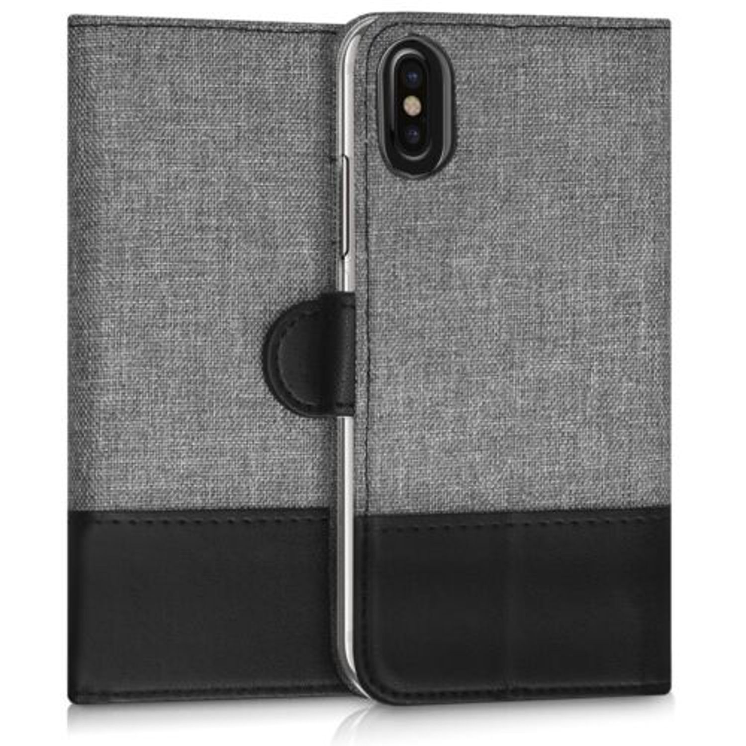 Husa pentru Apple iPhone X/iPhone XS, Textil, Gri, 42501.22 fotografia produsului View 3 L