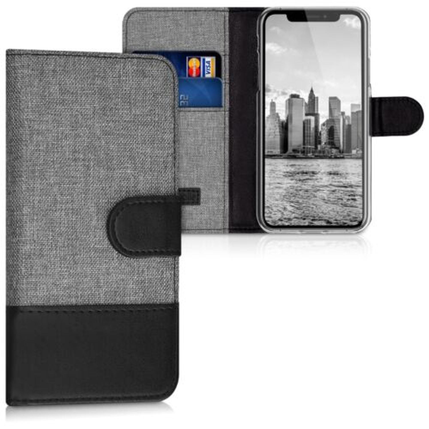 Husa pentru Apple iPhone X/iPhone XS, Textil, Gri, 42501.22 fotografia produsului