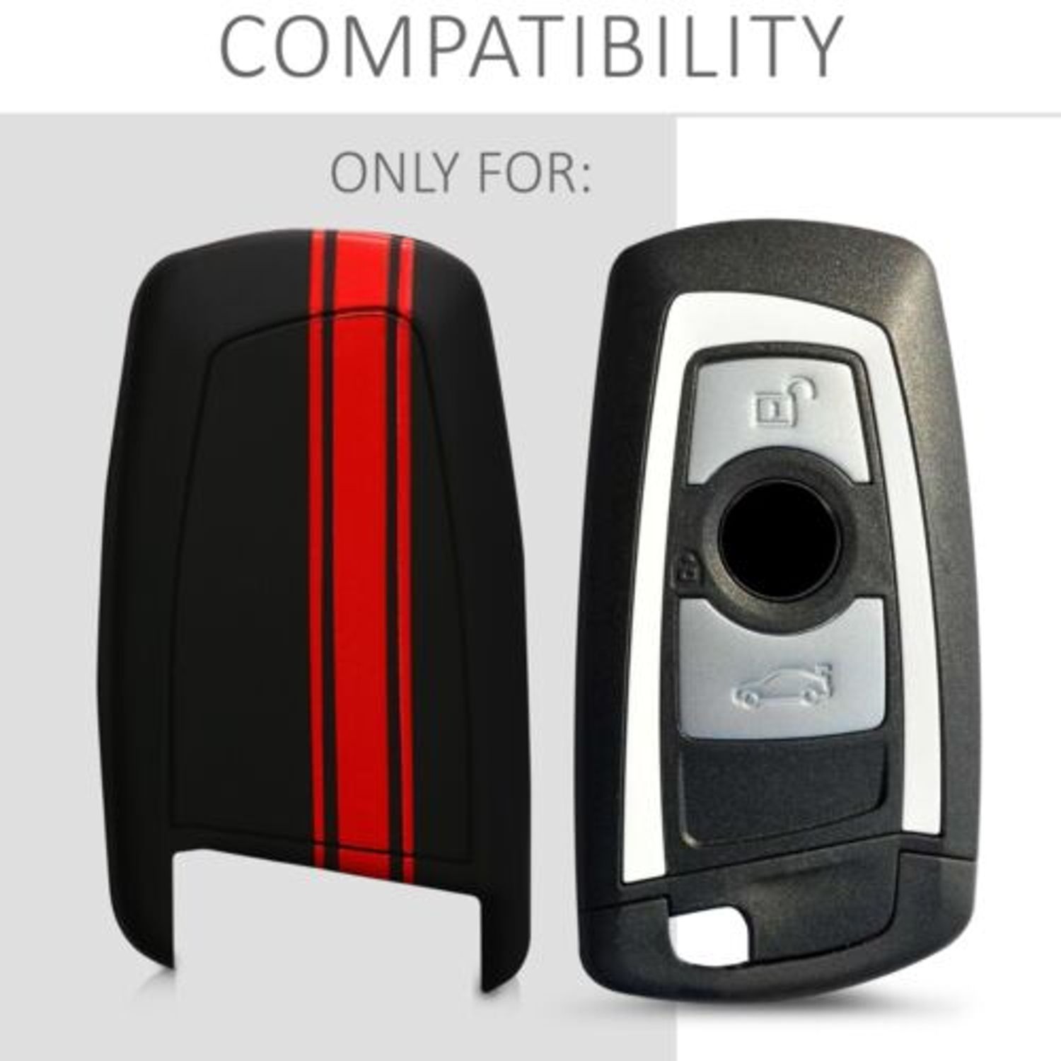 Husa Cheie Auto pentru BMW, 3 Butoane, Keyless Go, Silicon, Negru, 41730.14 fotografia produsului View 3 L