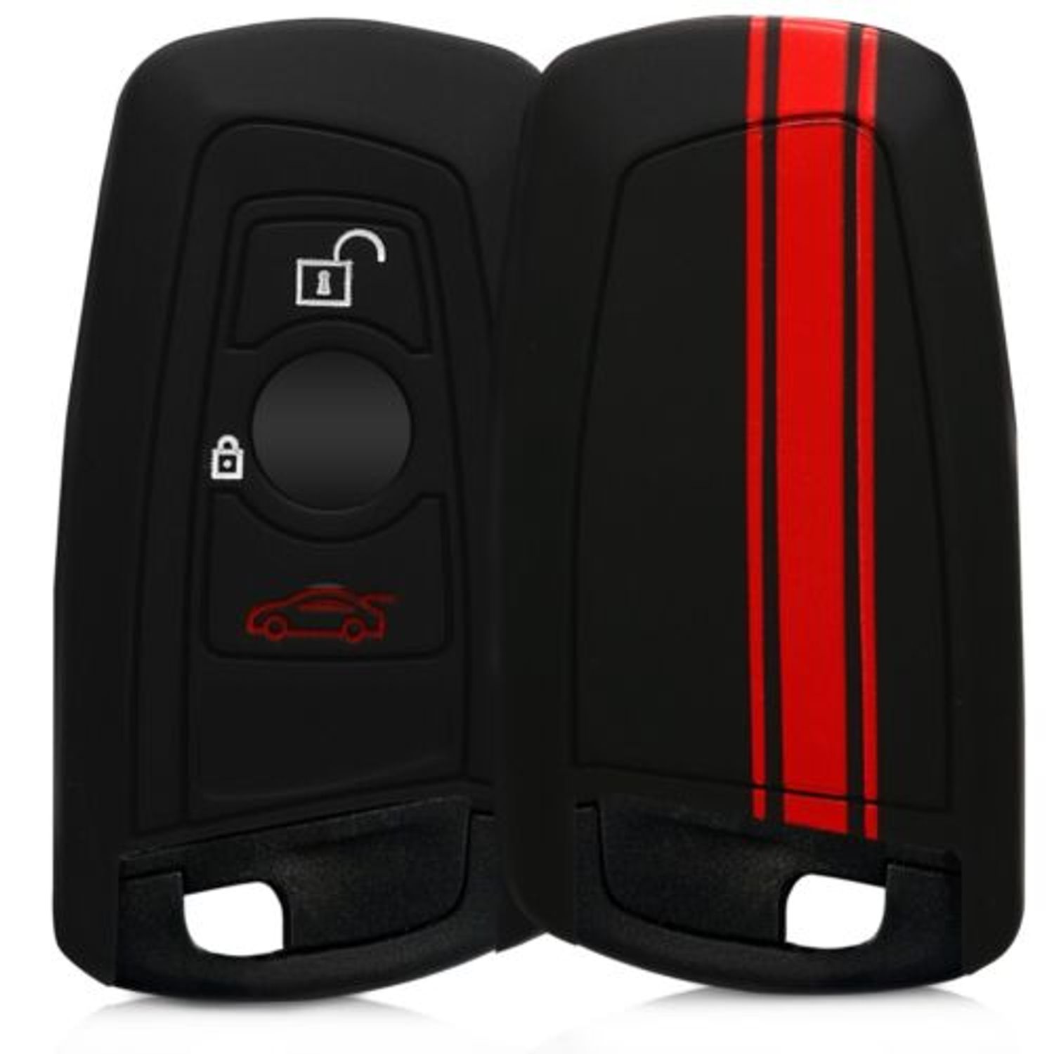 Husa Cheie Auto pentru BMW, 3 Butoane, Keyless Go, Silicon, Negru, 41730.14 fotografia produsului