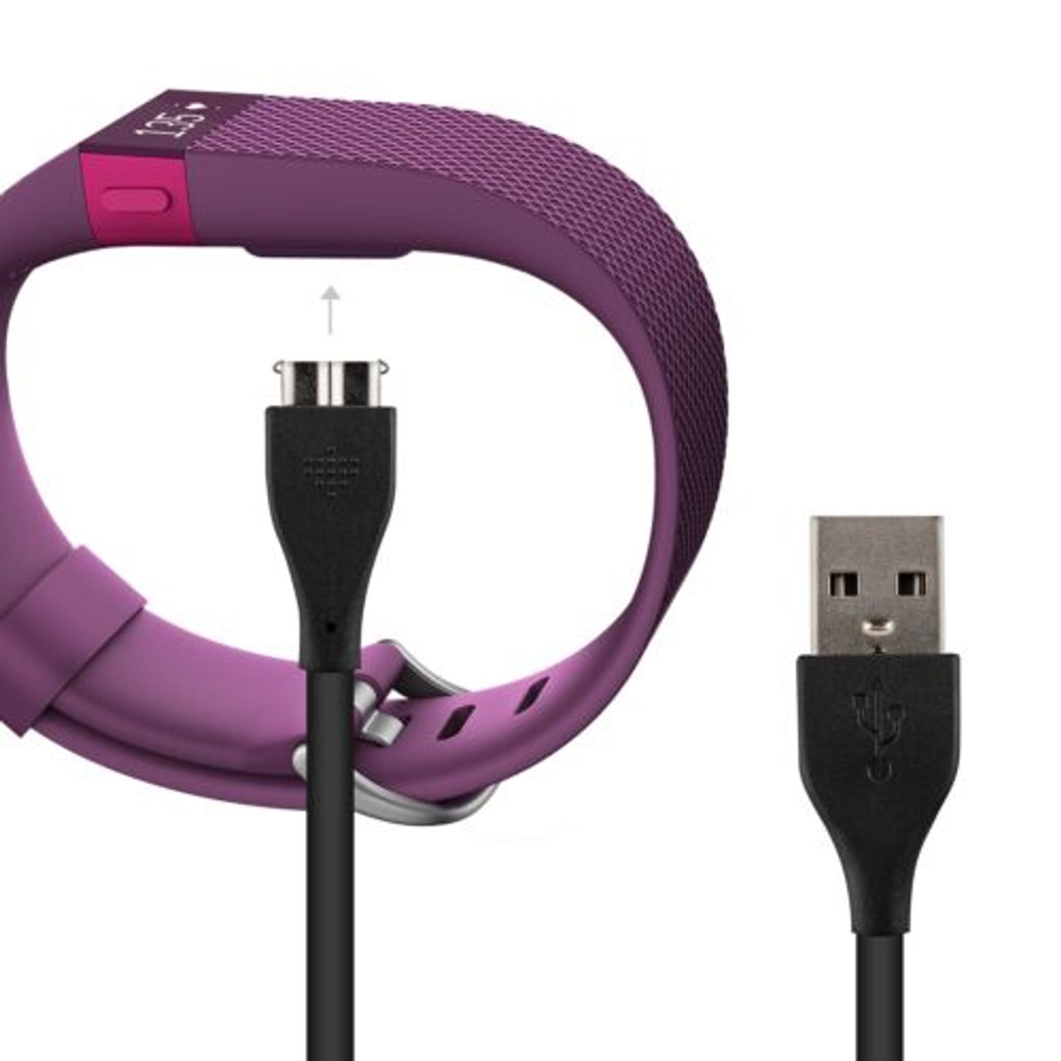 Cablu alimentare pentru Fitbit Charge HR, Kwmobile, Silicon, Negru, 37228.01 fotografia produsului View 2 L