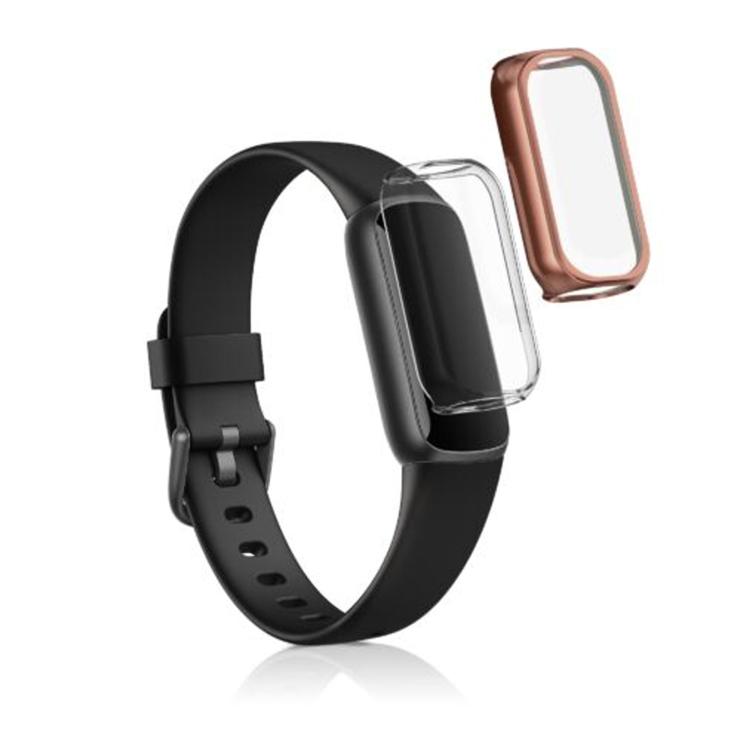 Set 2 Huse pentru Fitbit Luxe, Kwmobile, Transparent/Rose Gold, Silicon, 55890.03 fotografia produsului
