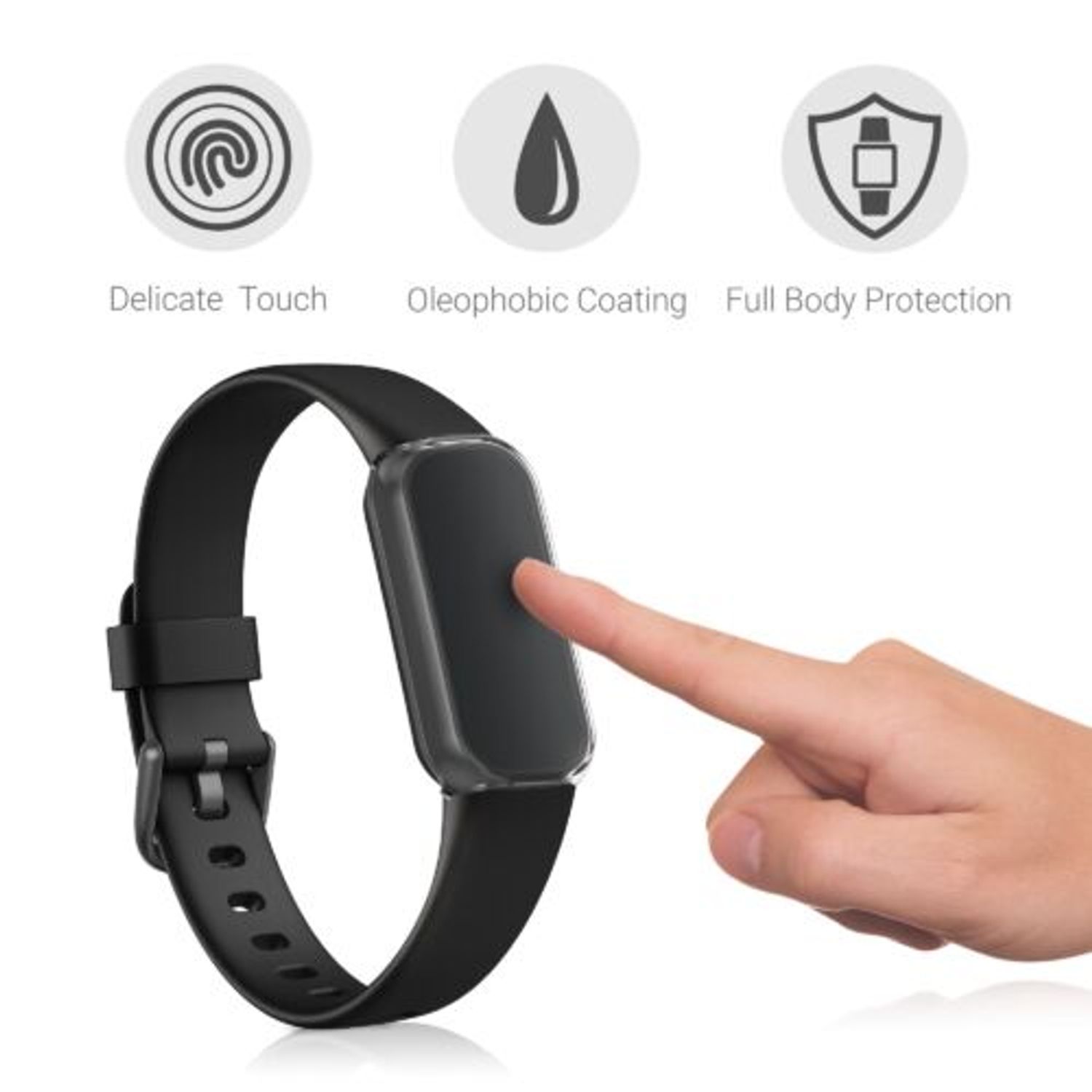 Set 2 Huse pentru Fitbit Luxe, Kwmobile, Negru/Transparent, Silicon, 55890.01 fotografia produsului View 3 L