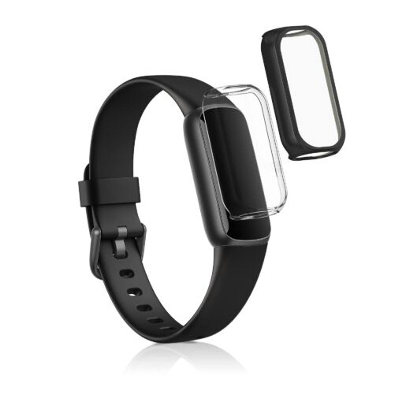 Set 2 Huse pentru Fitbit Luxe, Kwmobile, Negru/Transparent, Silicon, 55890.01 fotografia produsului