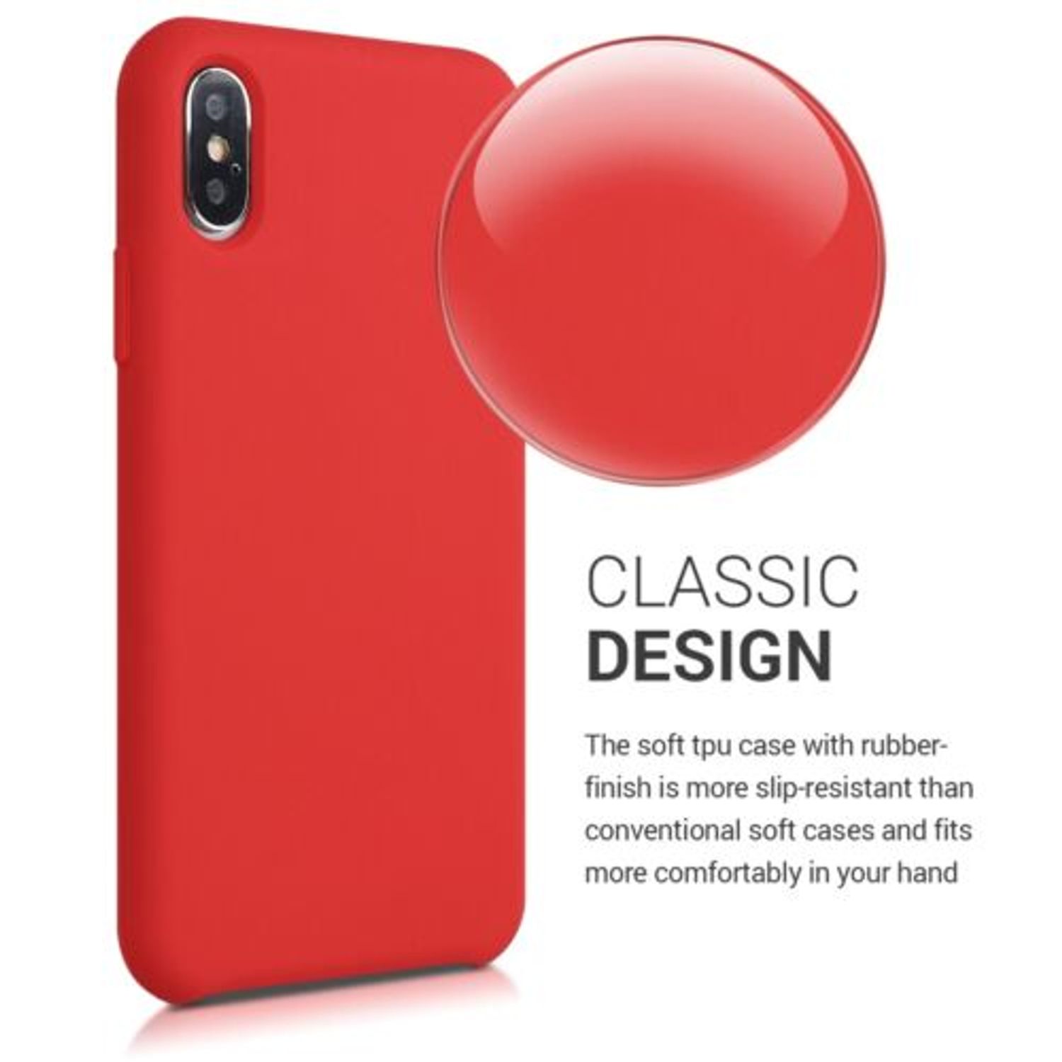 Husa pentru Apple iPhone X/iPhone XS, Silicon, Rosu, 46313.09 fotografia produsului View 6 L