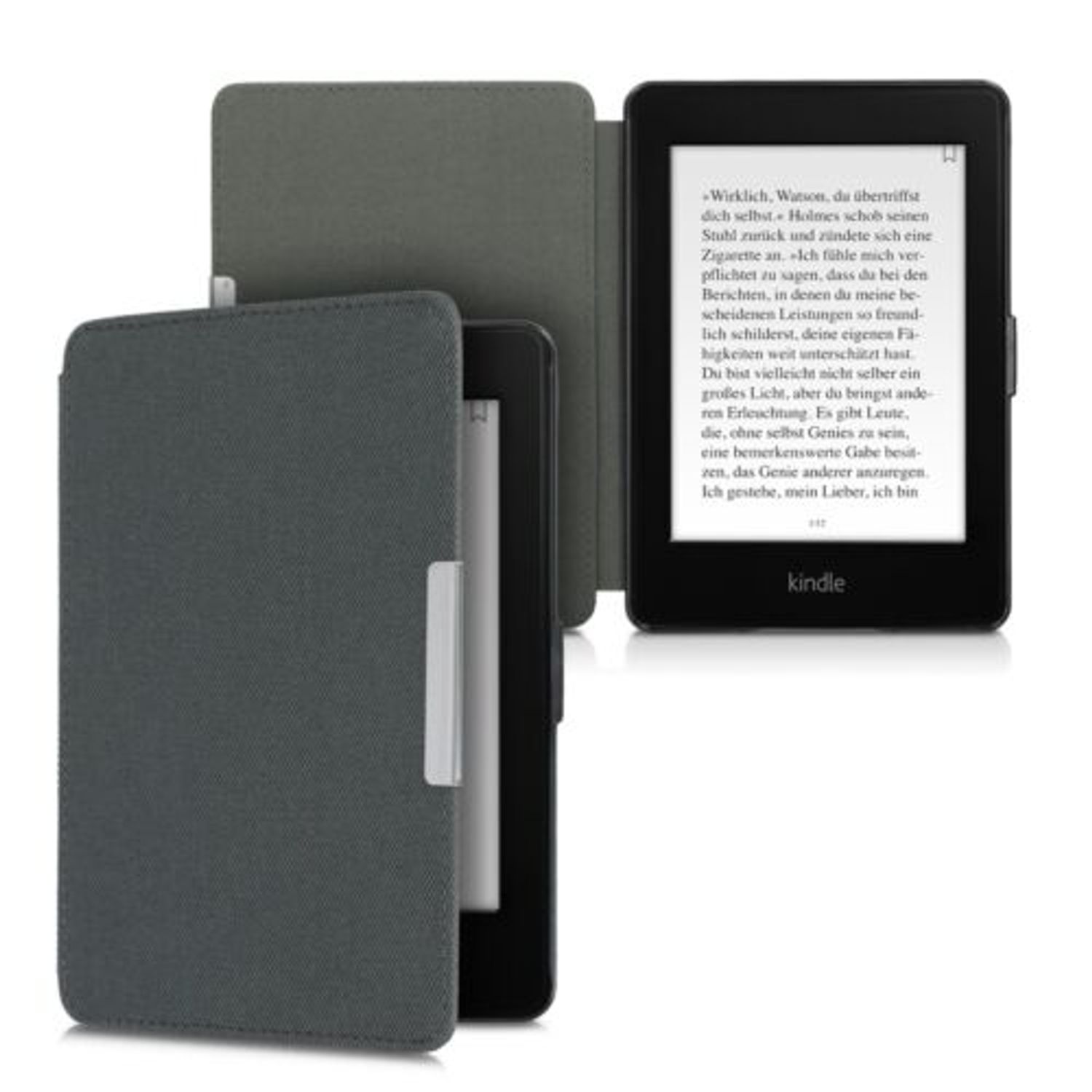 Husa pentru Kindle Paperwhite 7, Textil, Gri, 49487.73 fotografia produsului