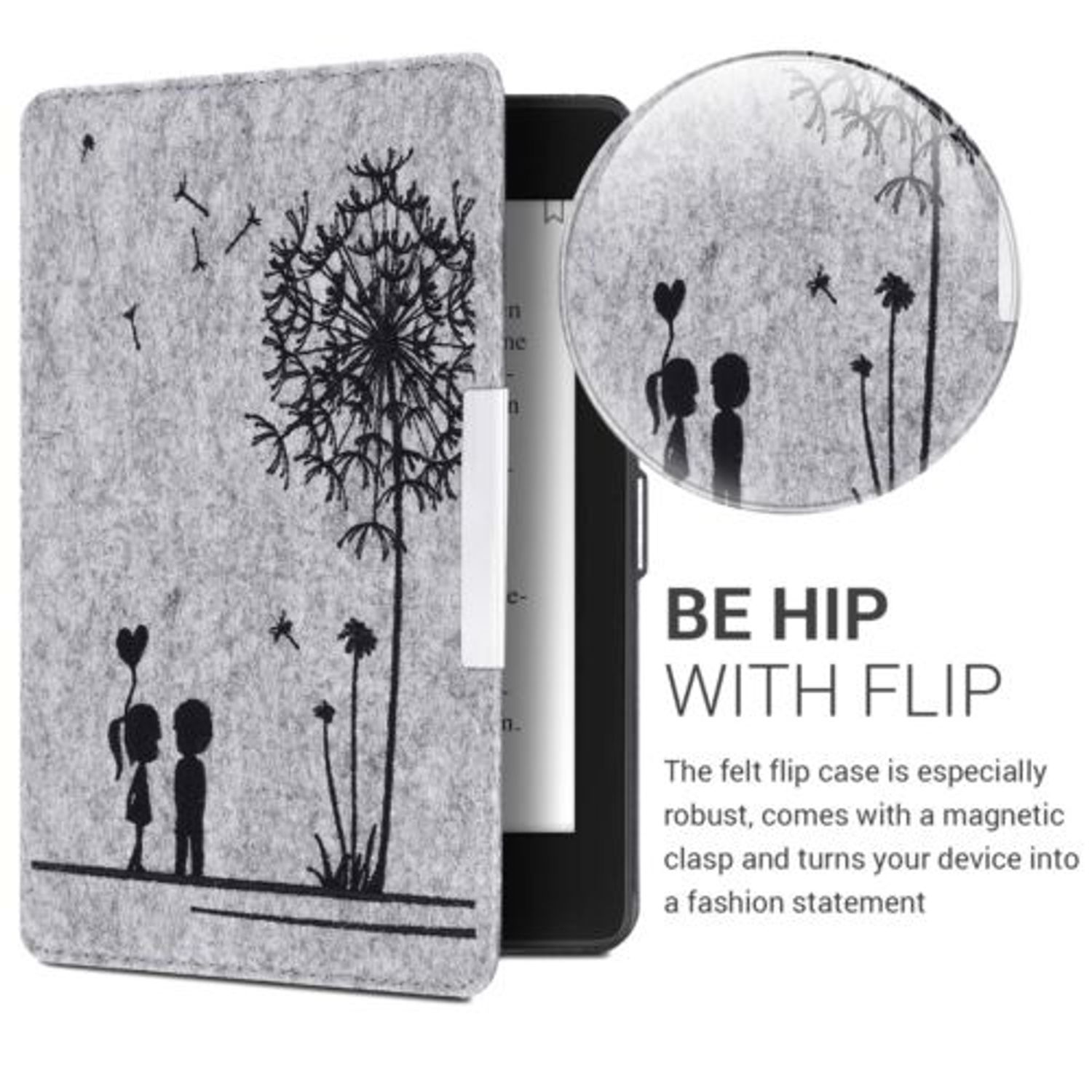 Husa pentru Kindle Paperwhite 10, Textil, Gri, 48489.03 fotografia produsului View 4 L