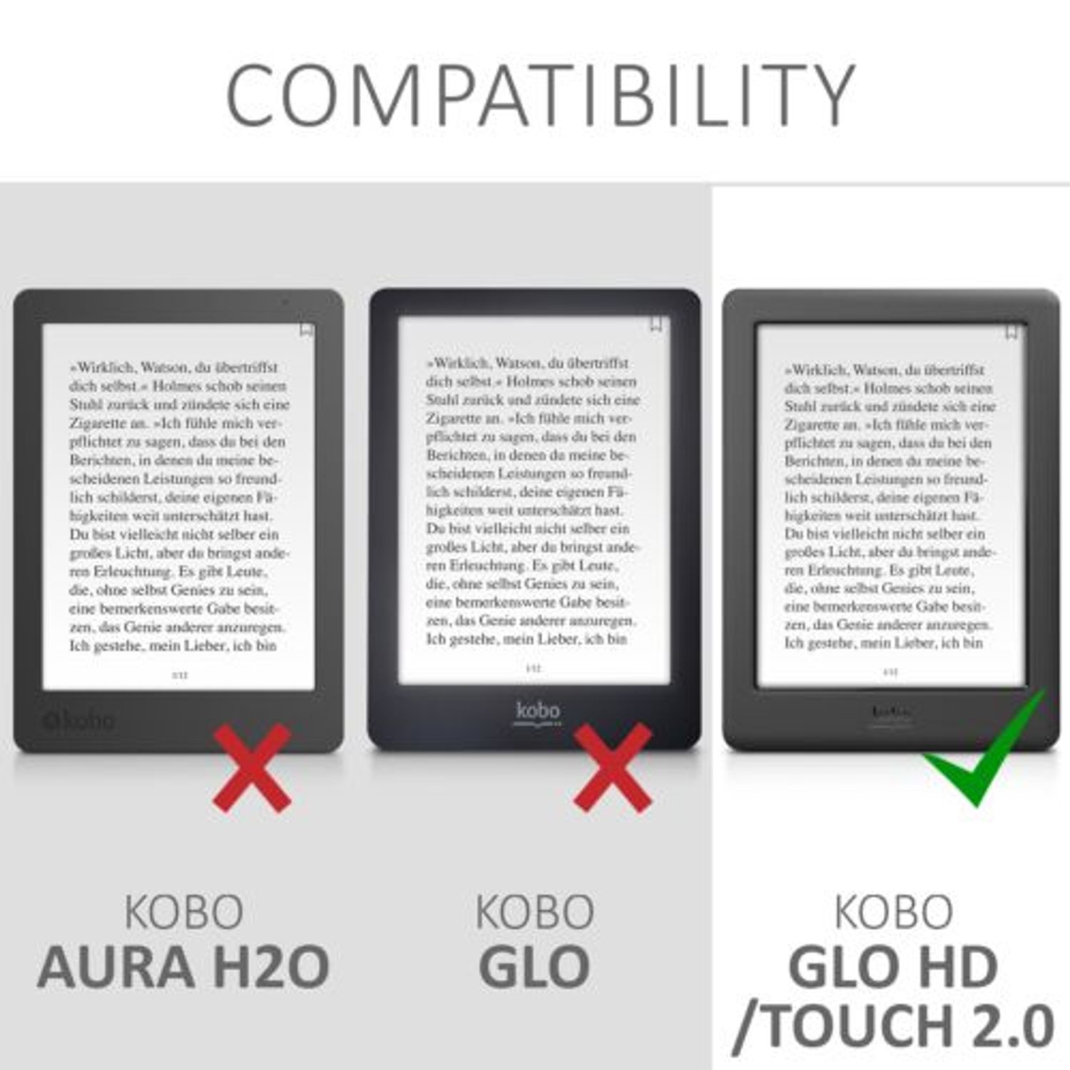 Husa pentru Kobo Glo HD/Touch 2.0, Textil, Gri, 51512.02 fotografia produsului View 6 L