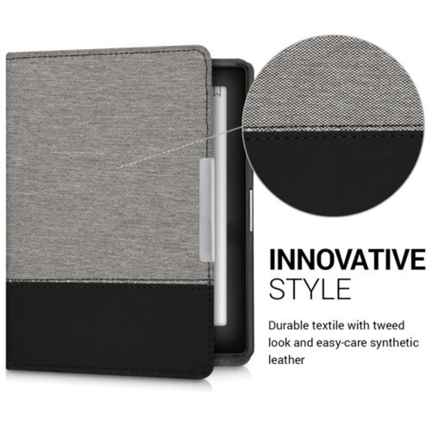 Husa pentru Kobo Aura Edition 1, Textil, Gri, 43342.22 fotografia produsului View 3 L