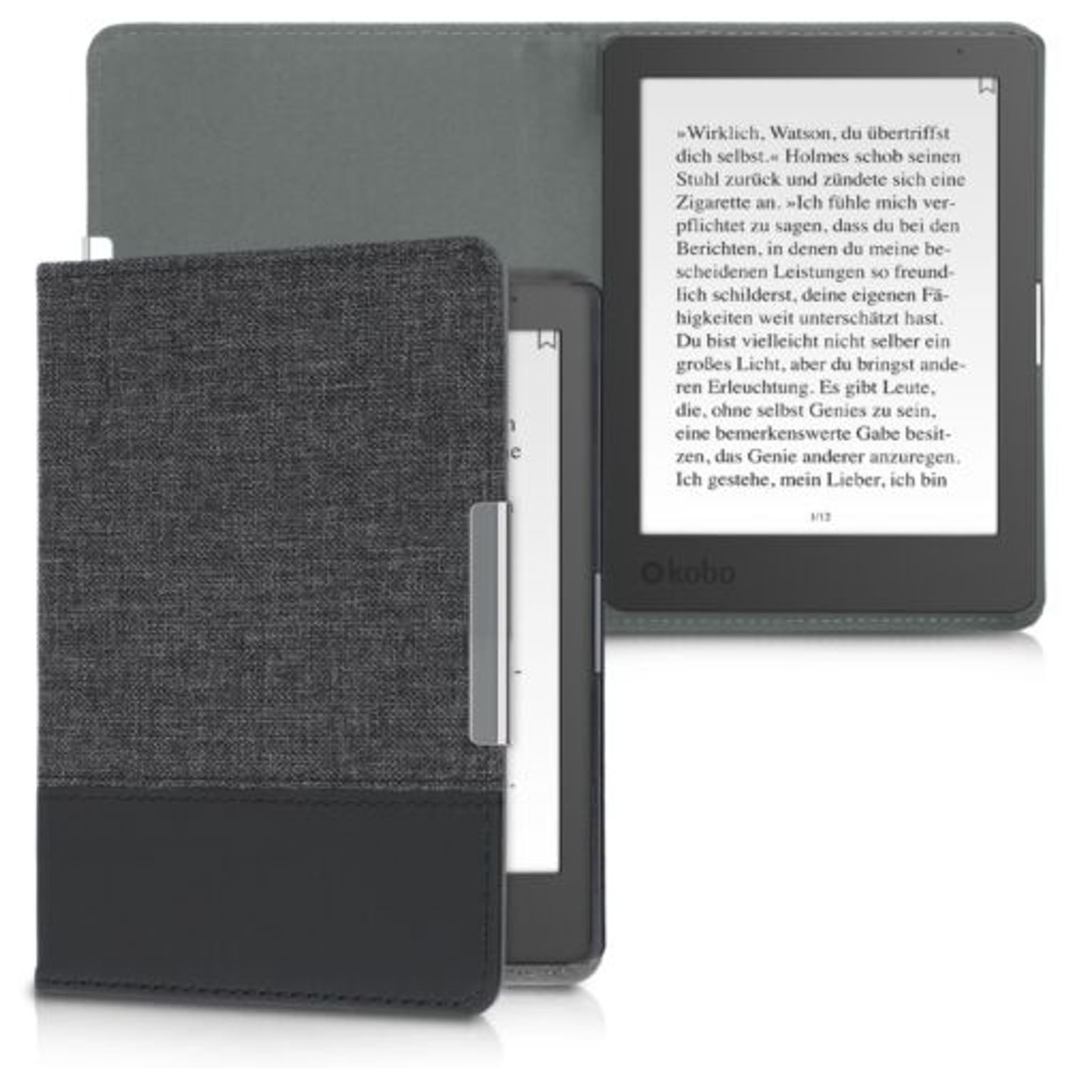 Husa pentru Kobo Aura Edition 1, Textil, Gri, 43342.03 fotografia produsului