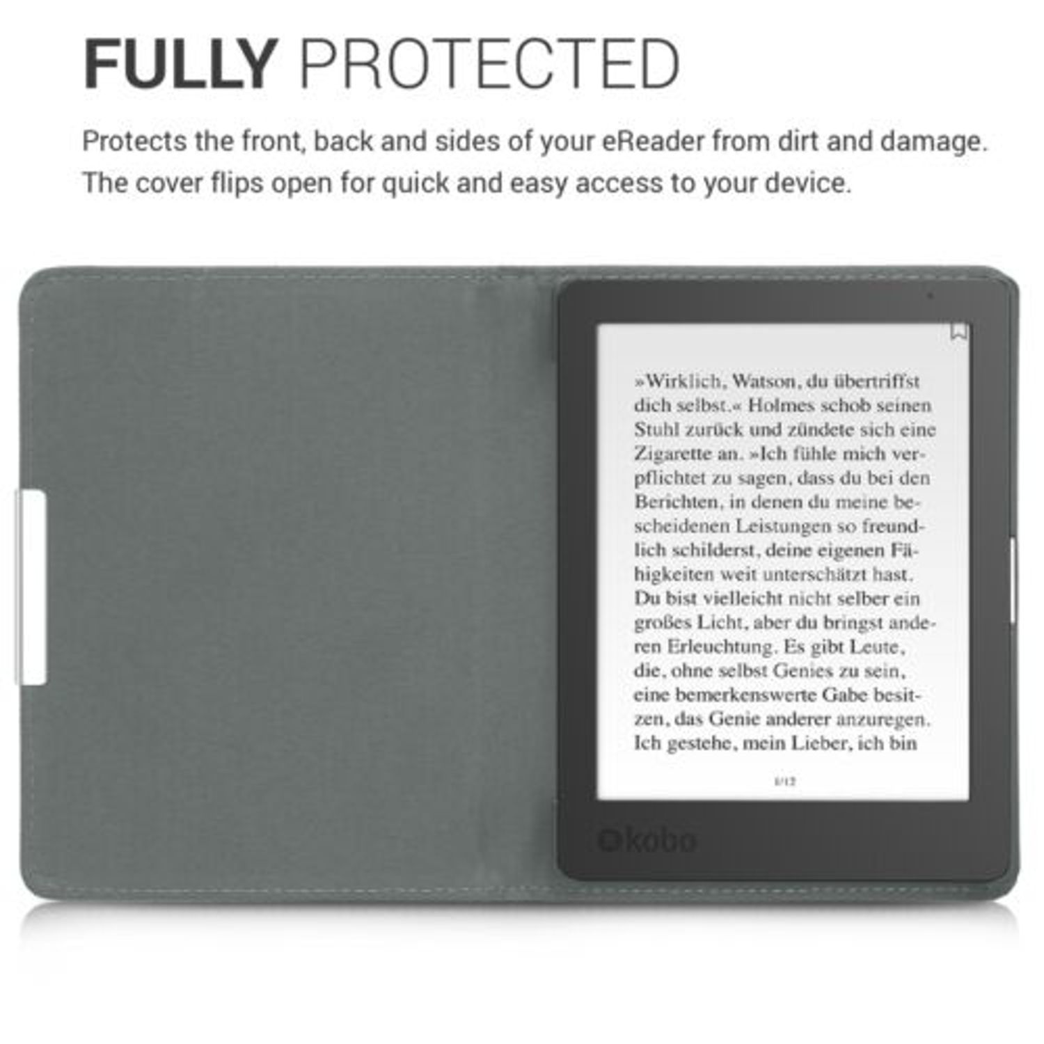 Husa pentru Kobo Aura Edition 1, Textil, Gri, 43342.03 fotografia produsului View 5 L