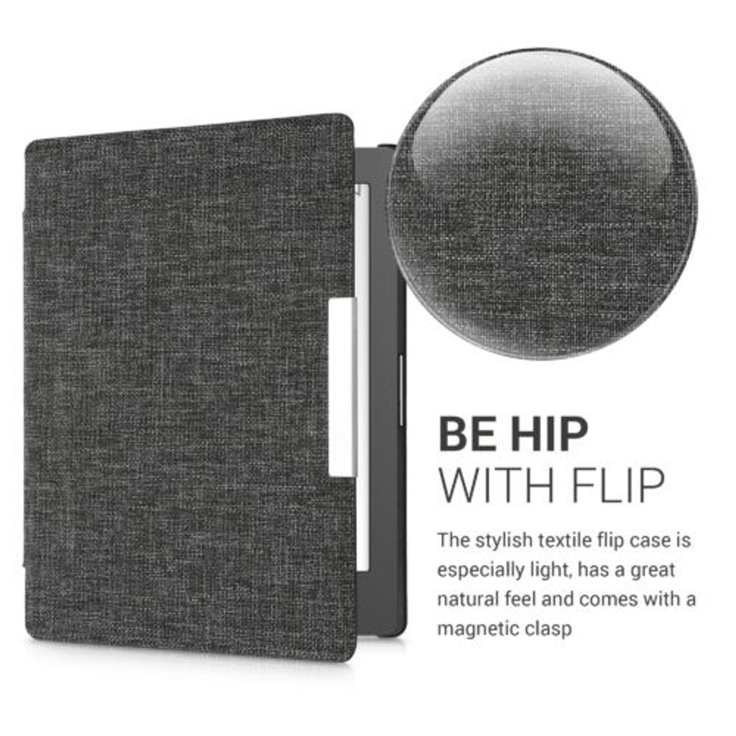 Husa pentru Kobo Aura Edition 1, Textil, Gri, 44961.19 fotografia produsului View 3 L