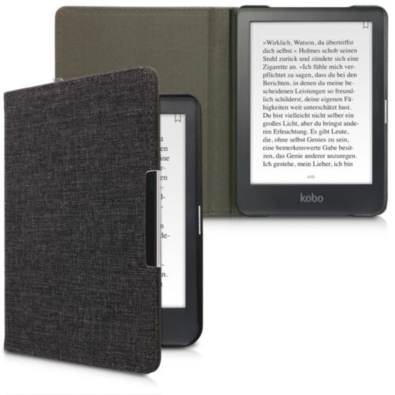 Husa pentru Kobo Clara HD, Textil, Gri, 46225.19 fotografia produsului View 2 L