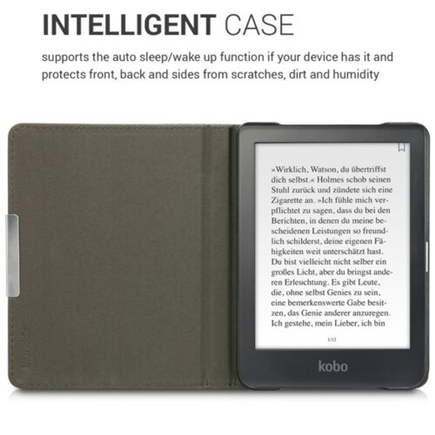 Husa pentru Kobo Clara HD, Textil, Gri, 46225.19 fotografia produsului View 5 L