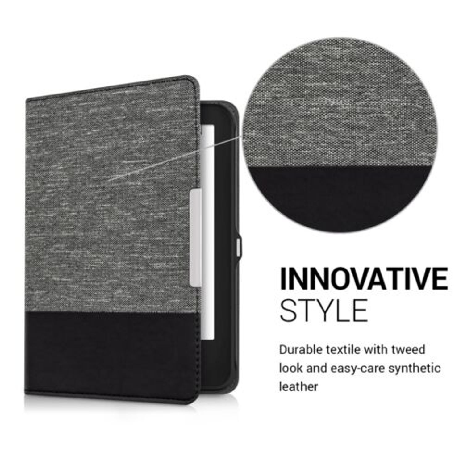 Husa pentru Tolino Shine 2 HD, Textil, Gri, 36167.19 fotografia produsului View 3 L