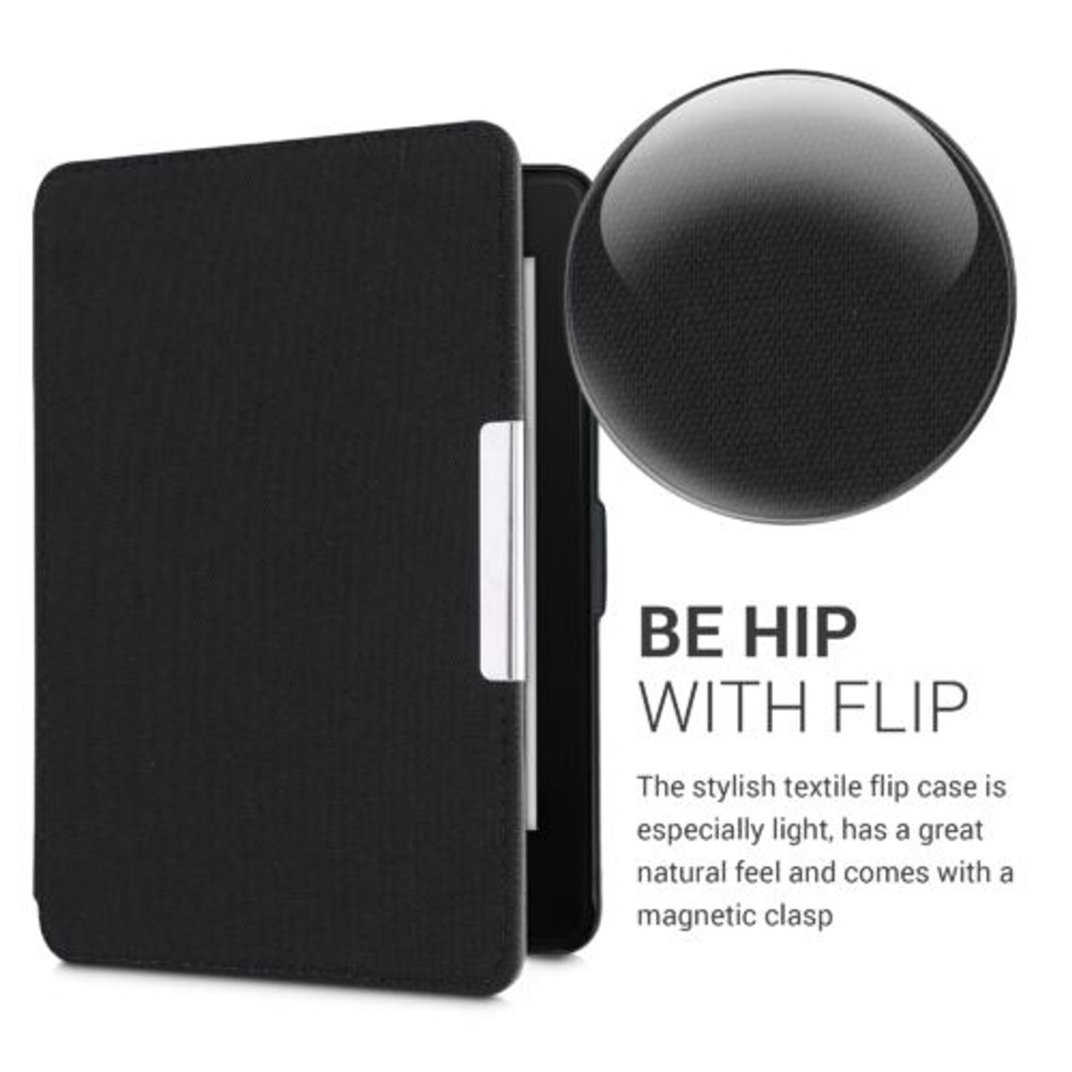 Husa pentru Kindle Paperwhite 7, Textil, Negru, Kwmobile, 49487.01 fotografia produsului View 4 L