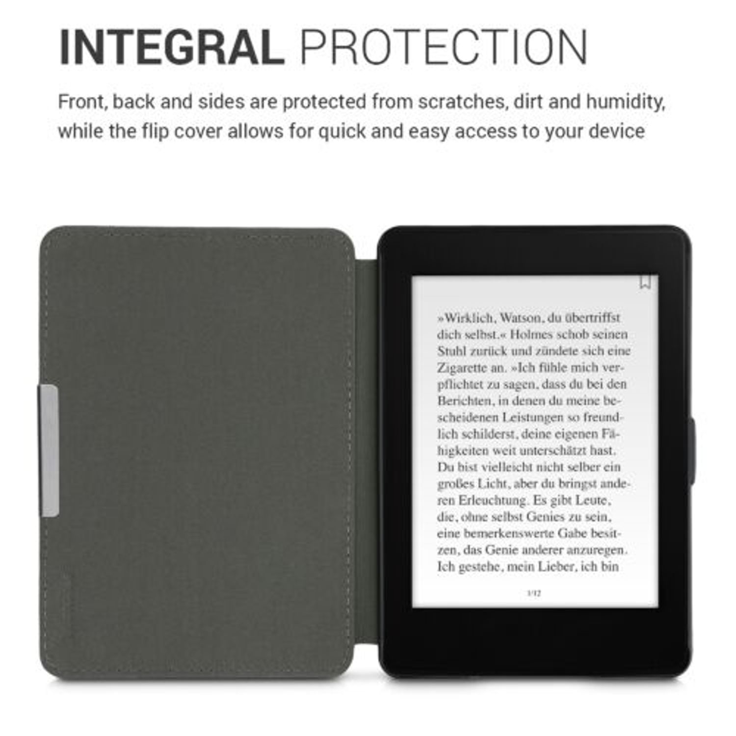 Husa pentru Kindle Paperwhite 7, Textil, Negru, Kwmobile, 49487.01 fotografia produsului View 5 L