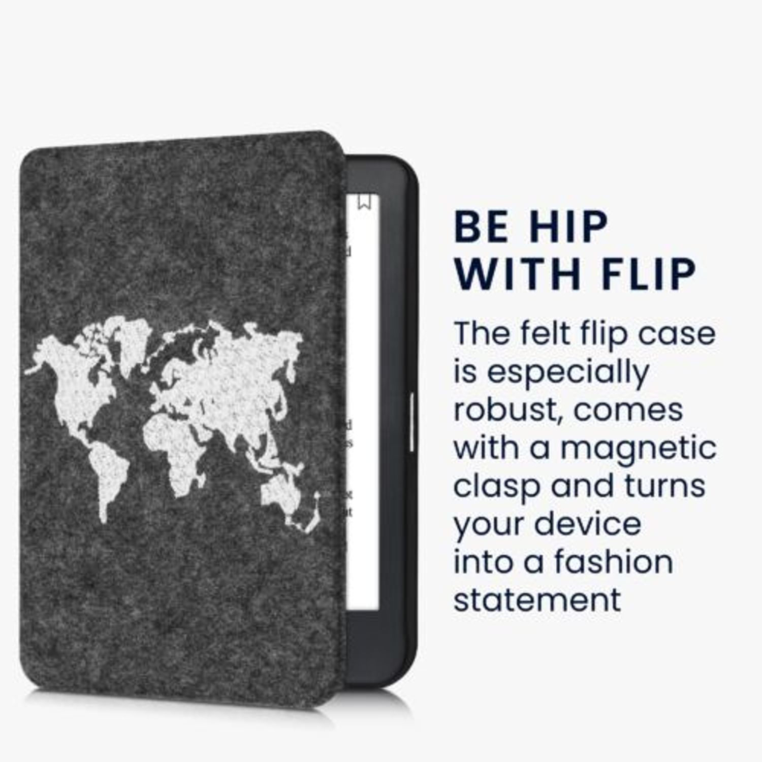 Husa pentru Kobo Clara HD, Textil, Gri, Kwmobile, 56882.01 fotografia produsului View 4 L