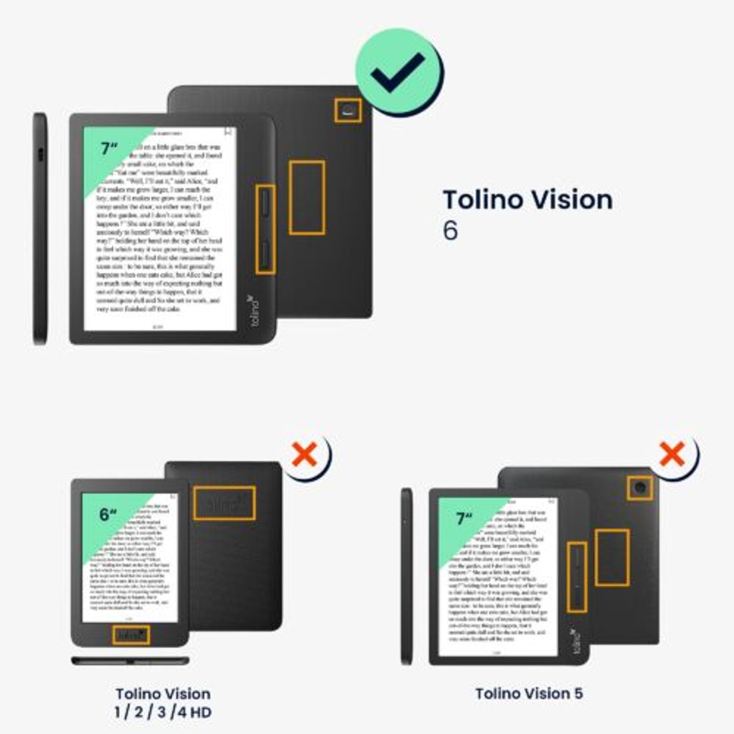 Husa pentru Tolino Vision 6, Textil, Gri, Kwmobile, 56603.01 fotografia produsului View 6 L