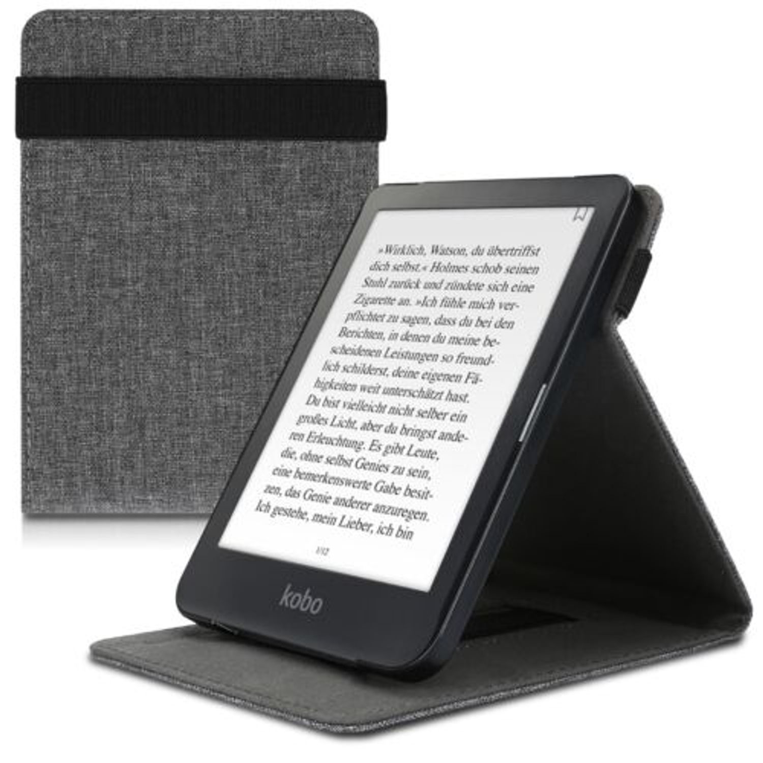 Husa pentru Kobo Clara HD, Textil, Gri, Kwmobile, 48379.22 fotografia produsului