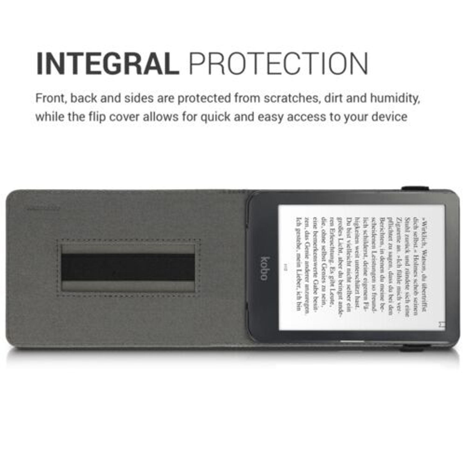Husa pentru Kobo Clara HD, Textil, Gri, Kwmobile, 48379.22 fotografia produsului View 5 L