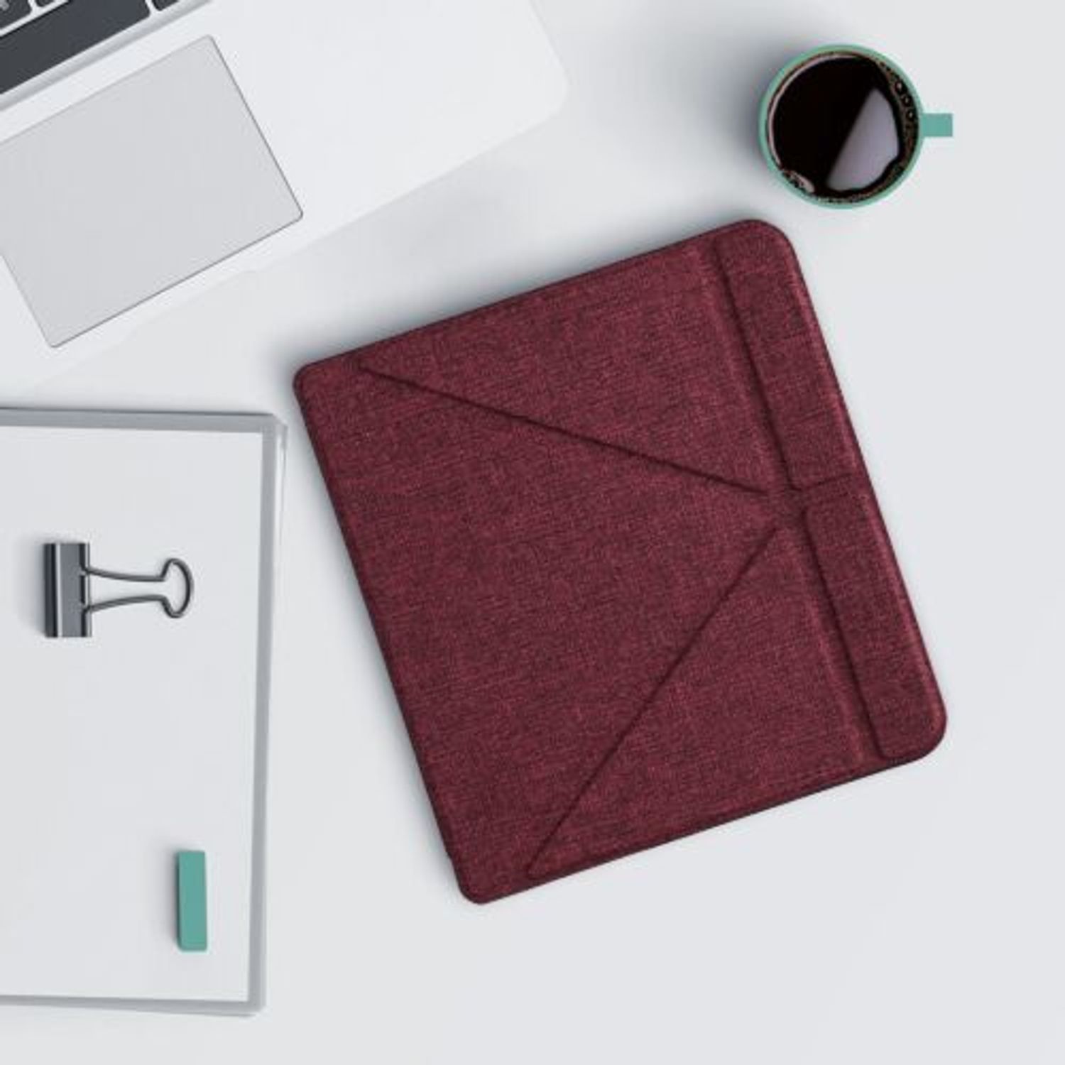 Husa pentru Kobo Libra H2O, Textil, Rosu, Kwmobile, 52460.09 fotografia produsului View 4 L