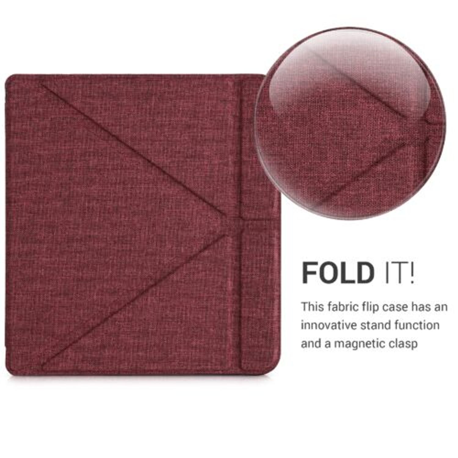 Husa pentru Kobo Libra H2O, Textil, Rosu, Kwmobile, 52460.09 fotografia produsului View 6 L